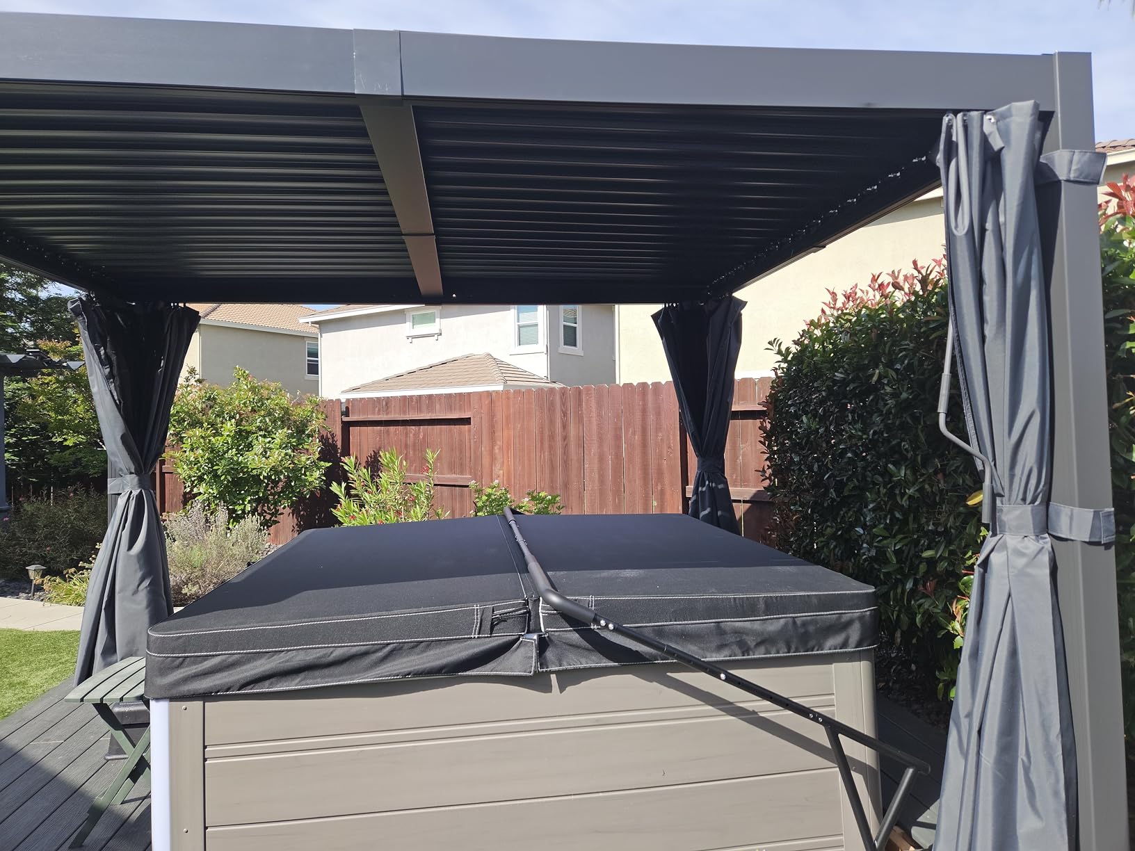 12' x 16' Pergola with Curtain & Adjustable Roof & Aluminum Frame for Patio customer photo 2