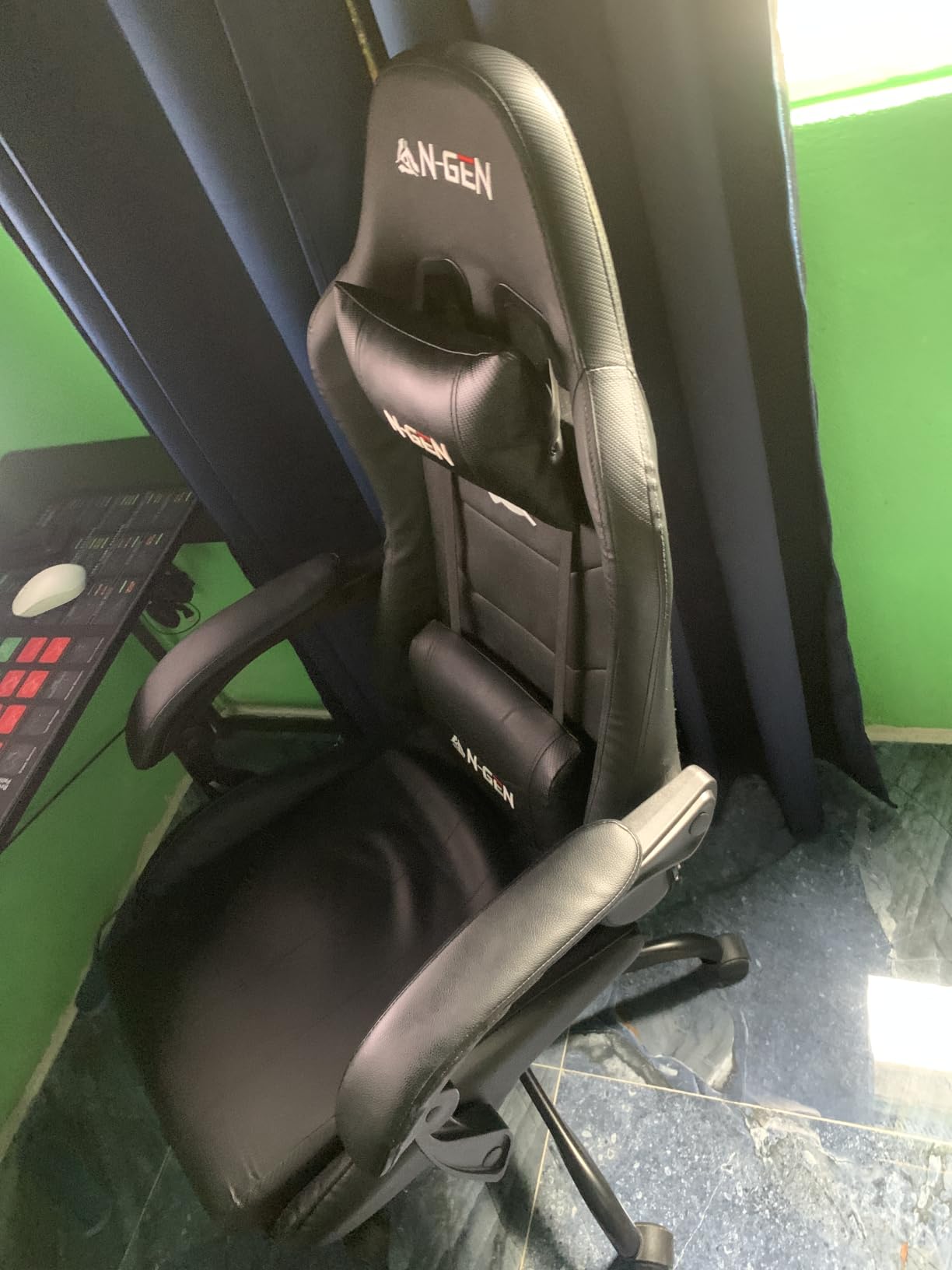 N-GEN GAMING Gaming Chair with Footrest, Lumbar, High-Back, All Black customer photo 1