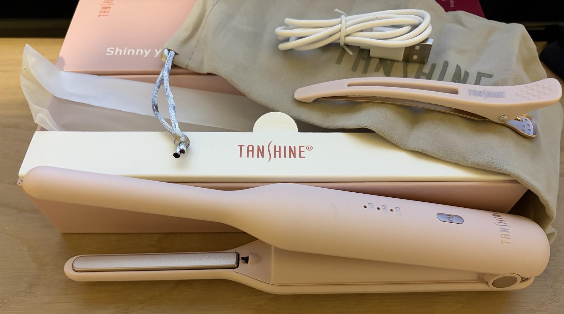 TANSHINE Cordless Mini Flat Iron for Bangs & Short Hair, USB-C Rechargeable Travel Hair Straightener with Negative Ions customer photo 1