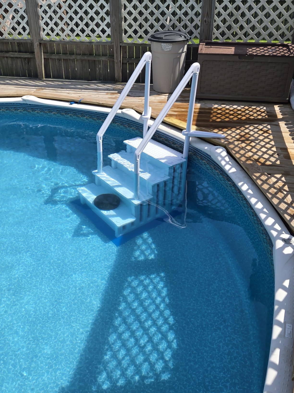 XtremepowerUS Above Ground Swimming Pool Ladder and 4-Step System with Handrails, Heavy-Duty Entry Ladder for Deck to Pool Access, Safety Step Design customer photo 1