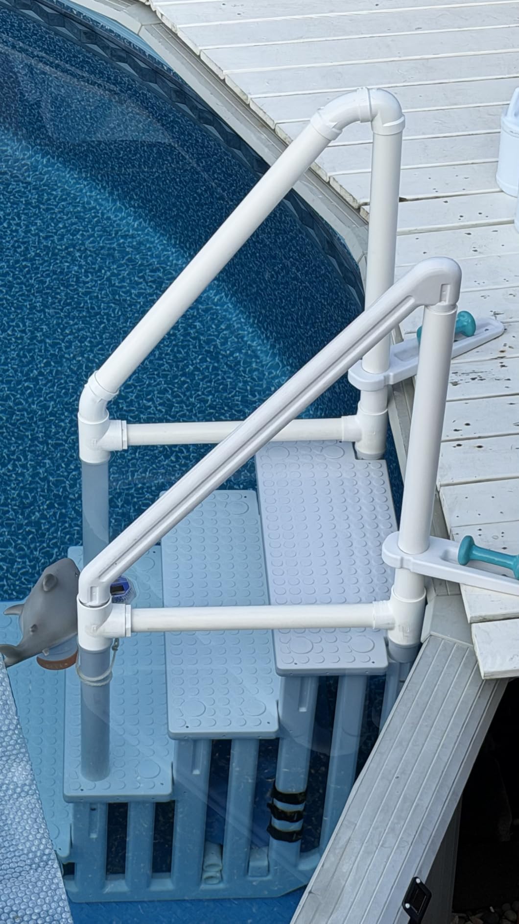 XtremepowerUS Above Ground Swimming Pool Ladder and 4-Step System with Handrails, Heavy-Duty Entry Ladder for Deck to Pool Access, Safety Step Design customer photo 2