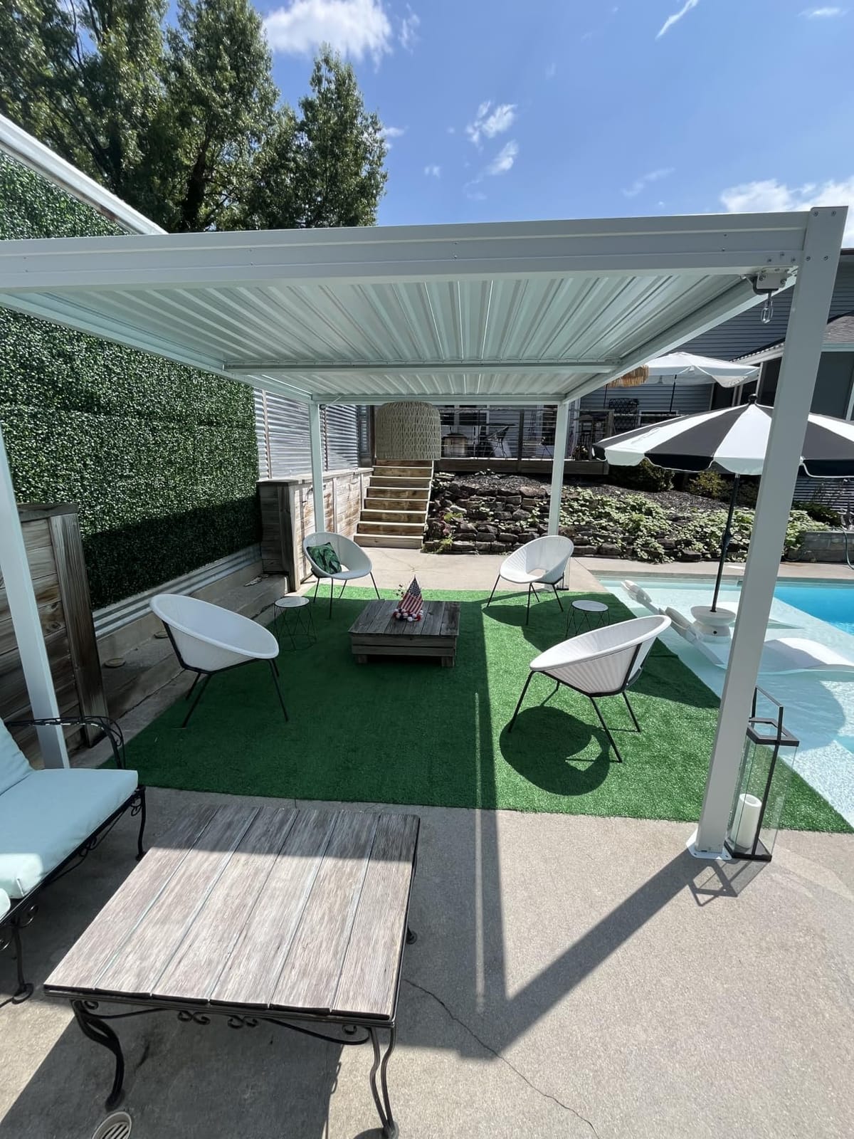 Domi Louvered Pergola 14x20, Outdoor Metal Pergola, Light Grey customer photo 2