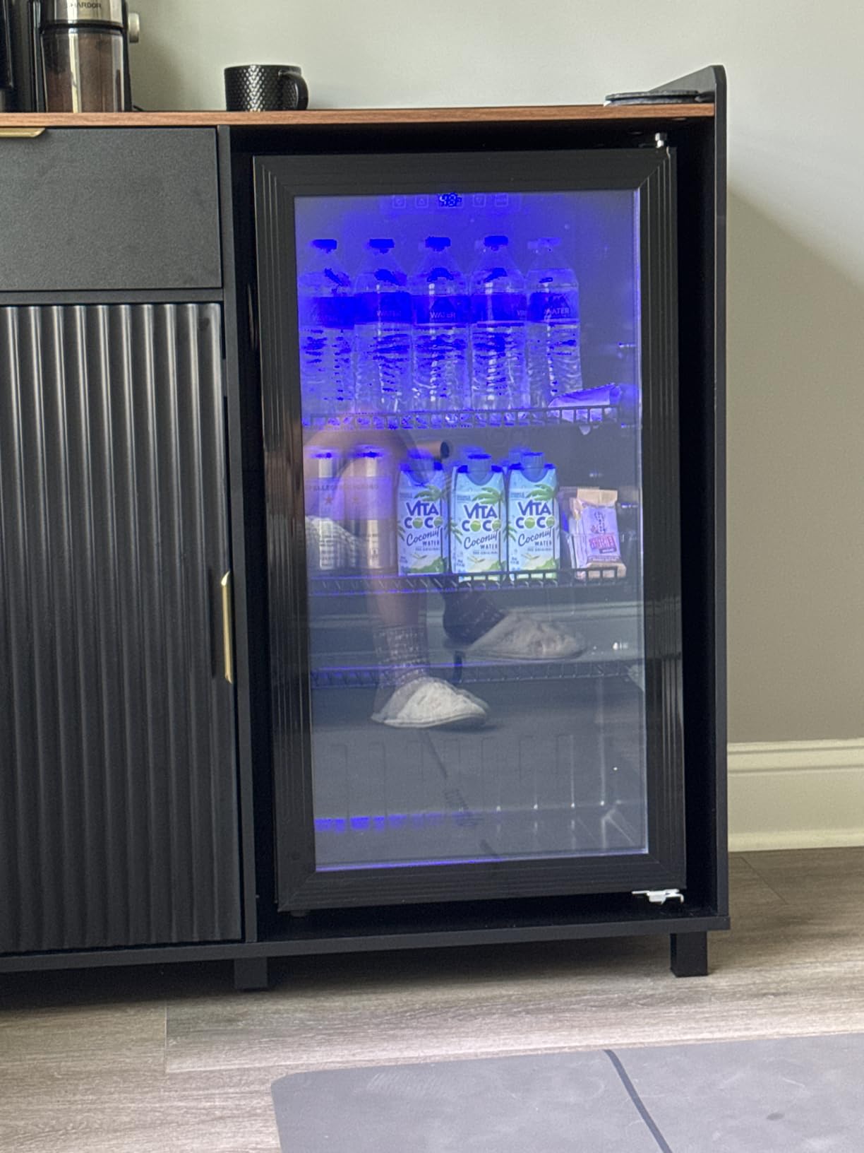 3.1 Cuft Beverage Fridge, 128 Can Mini Fridge, Glass Door, 35–65°F, Black customer photo 1