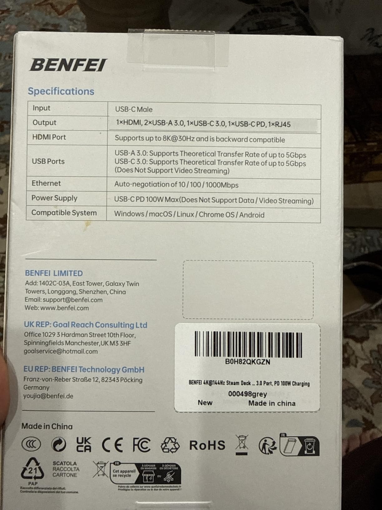 BENFEI 4K@144Hz Steam Deck Dock, Docking Station for Steam Deck (OLED)/ROG Ally, 6-in-1 USB C Hub with HDMI 8K@30Hz, 1Gbps Ethernet, 1xUSB-C 2X USB 3.0 Port, PD 100W Charging customer photo 2