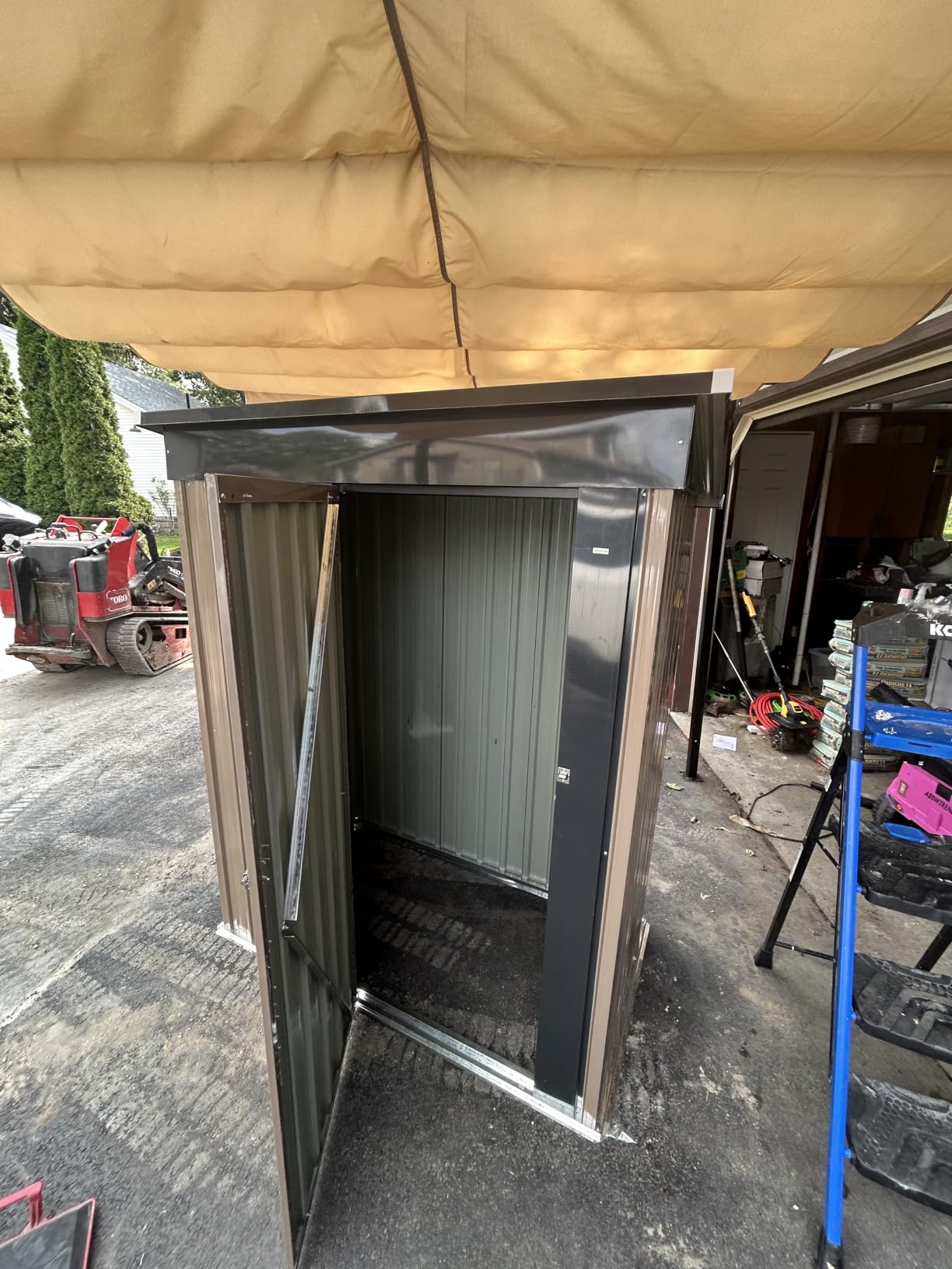 Aoxun 10x12 FT Outdoor Storage Shed with Lockable Double Door, Light Brown customer photo 2