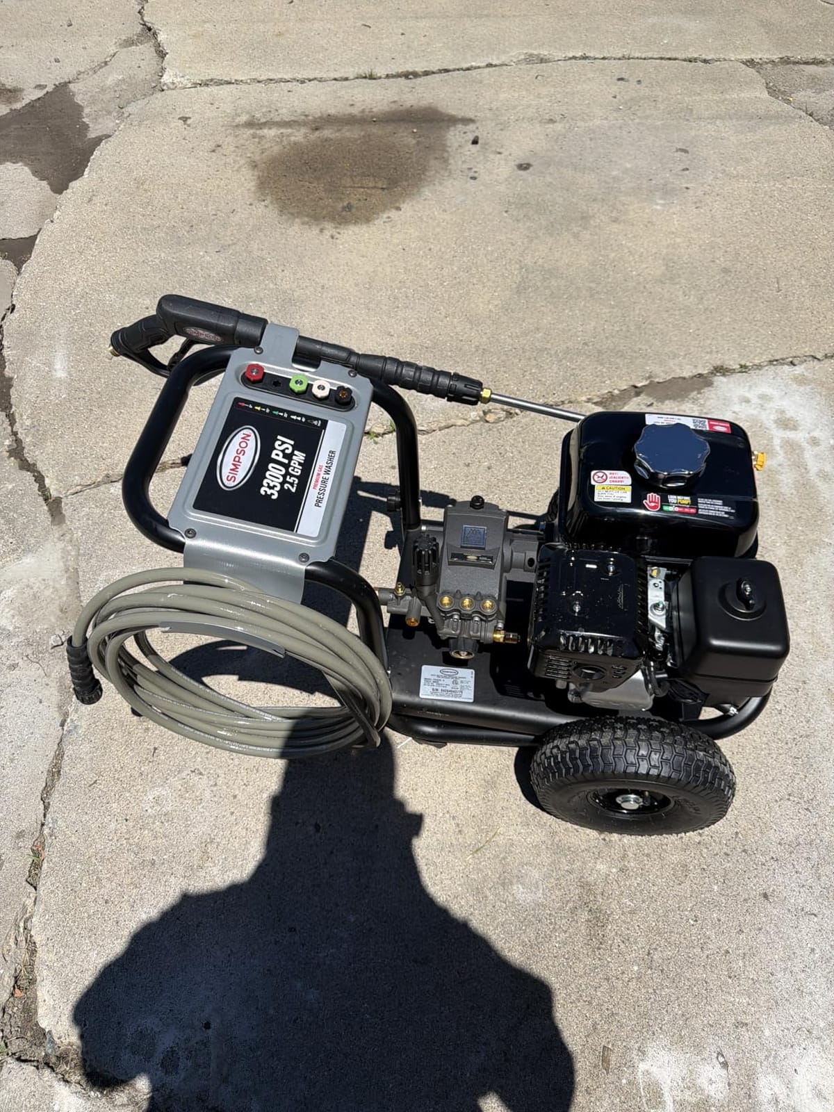 SIMPSON Cleaning PS3228 PowerShot 3300 PSI Gas Pressure Washer, 2.5 GPM, Honda GX200 Engine, Includes Spray Gun and Extension Wand, 5 QC Nozzle Tips, 5/16-inch x 25-foot MorFlex Hose, 49-State customer photo 1