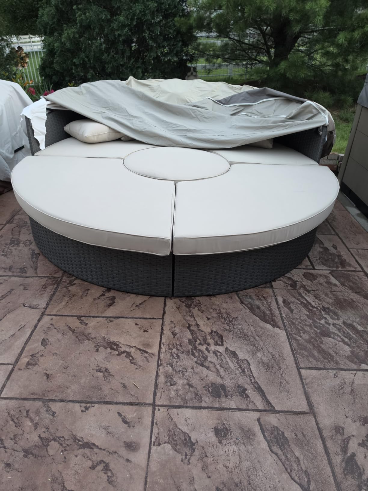 Modway Sojourn Outdoor Patio Sunbrella Sectional Daybed with Canopy in Canvas Navy customer photo 2