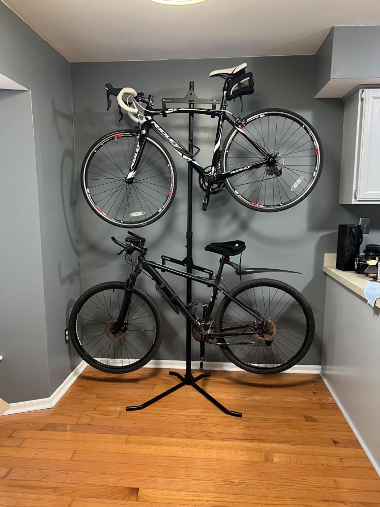 CyclingDeal 2 Bike Bicycle Vertical Hanger Parking Rack Gravity Floor Storage Stand for Garages or Apartments customer photo 2