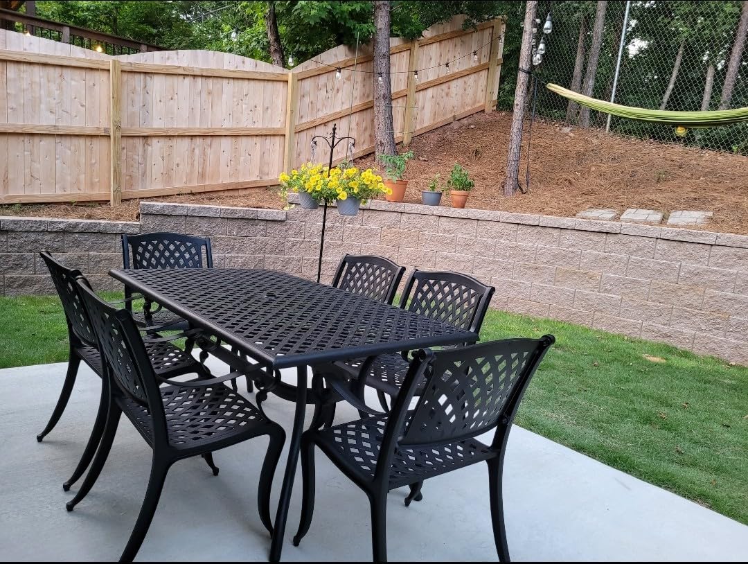 Christopher Knight Home Cayman Outdoor 6-Seater Cast Aluminum Dining Set, 7-Pcs Set, Black Sand customer photo 2