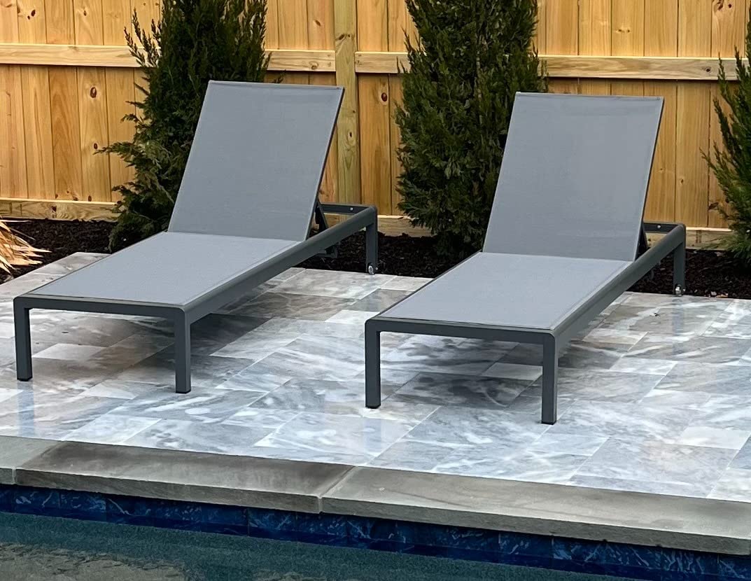 Christopher Knight Home Cape Coral Outdoor Aluminum Chaise Lounges with Mesh Seat, 2-Pcs Set, Grey / Dark Grey customer photo 2