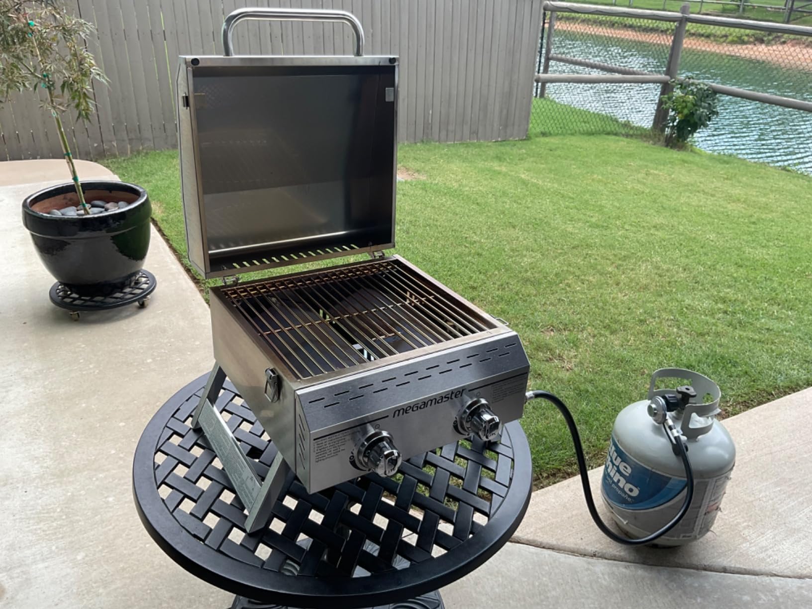 Megamaster Tabletop 2 Burner Gas Grill, Stainless Steel with Foldable Legs customer photo 1