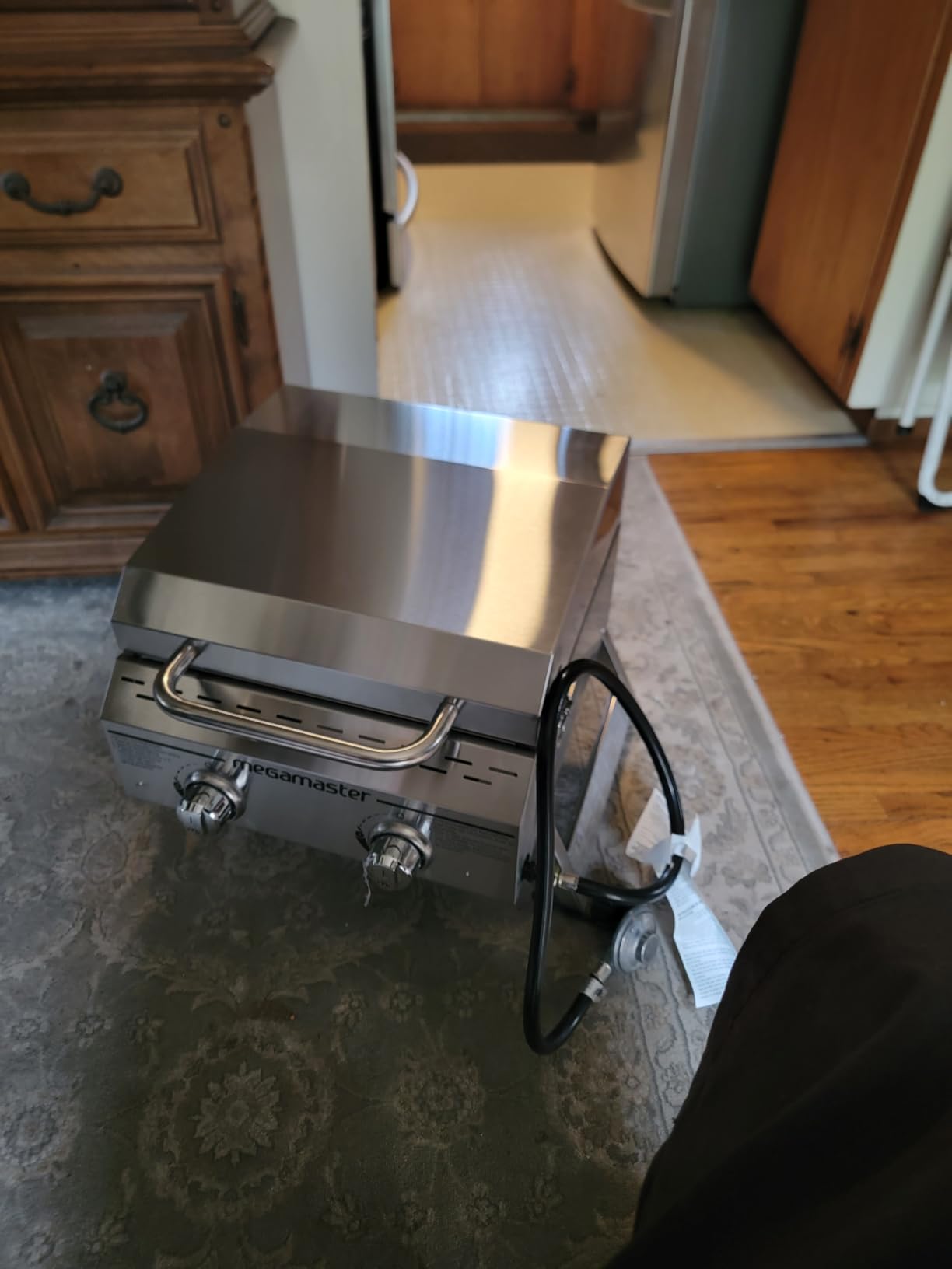 Megamaster Tabletop 2 Burner Gas Grill, Stainless Steel with Foldable Legs customer photo 2