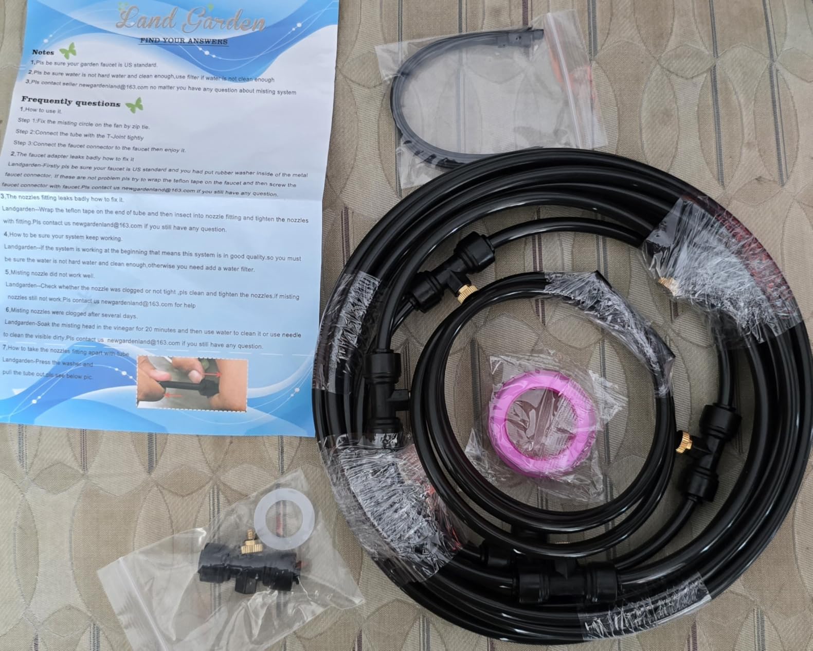 Outdoor Misting Fan Kit for a Cool Patio Breeze,Water Mister Spray for Cooling Outdoor,19.36FT (5.9M) Misting Line + 5 Brass Mist Nozzles + a Brass Adapter(3/4) Fit to Any Outdoor Fan customer photo 2