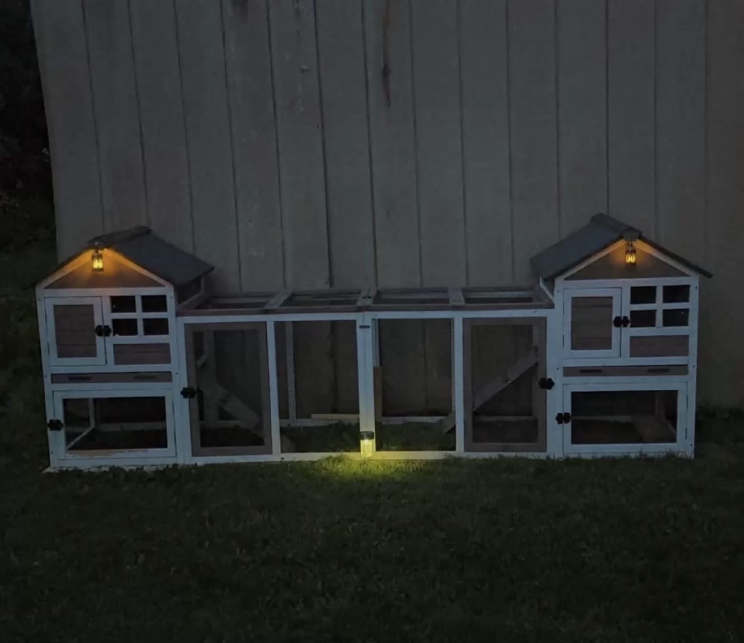 Aivituvin Rabbit Hutch Indoor Outdoor 51.6''L Chicken Coop Bunny Cage with Run,Guinea Pig House Pull Out Upper Tray (51.6