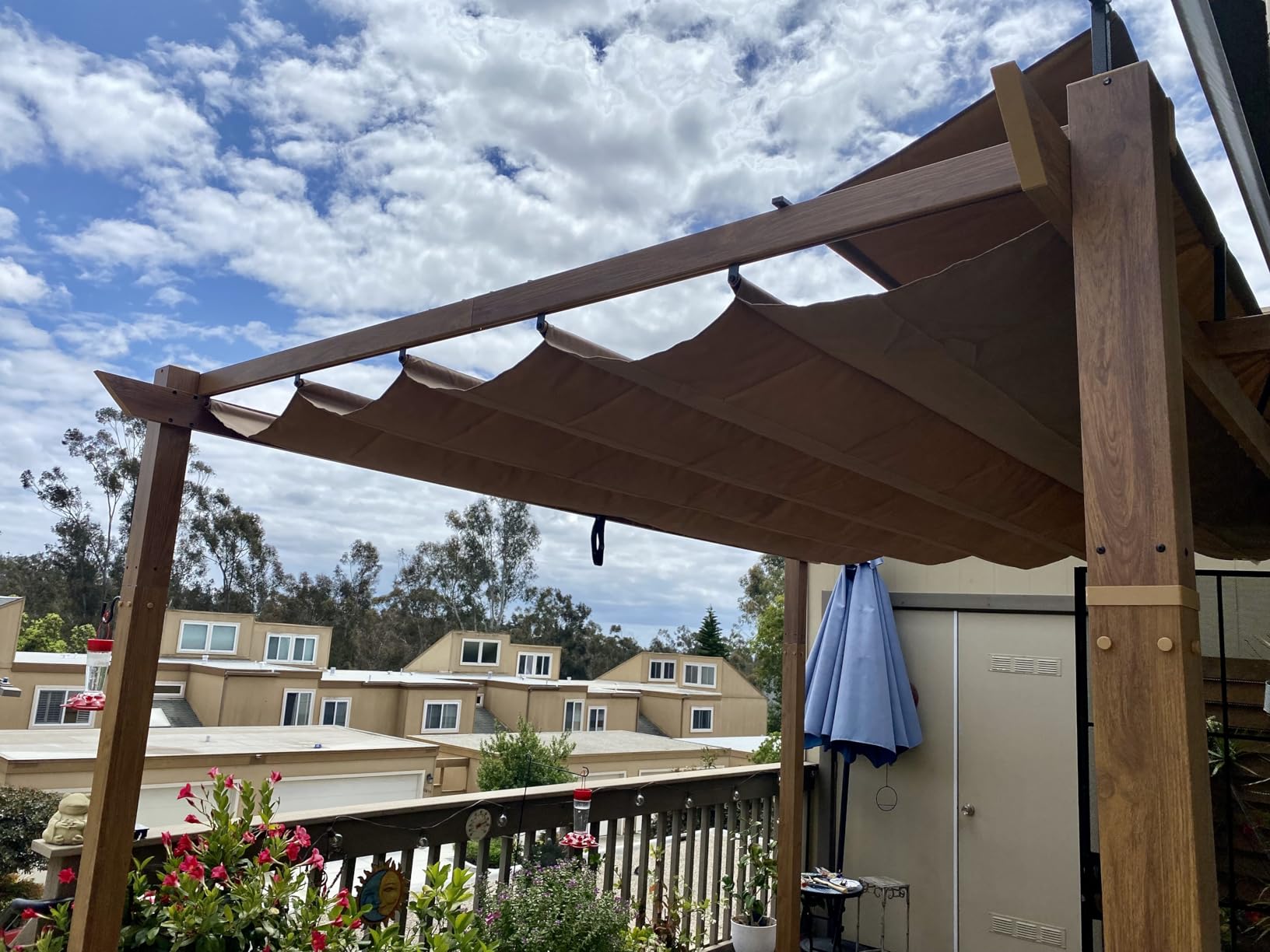 Domi Outdoor Living 10’ X 13’ Outdoor Retractable Pergola with Weather-Resistant Canopy Aluminum Garden Pergola Patio Grill Gazebo for Courtyard customer photo 1