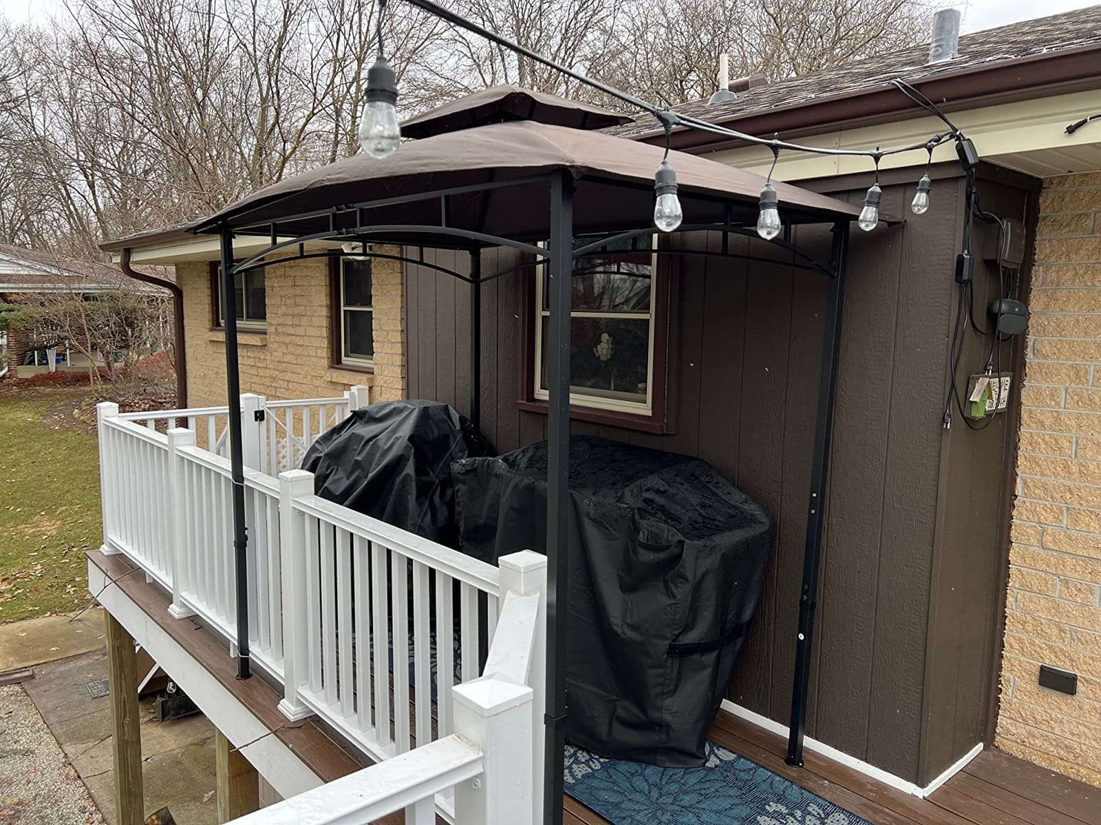 COOSHADE 8x5 Grill Gazebo BBQ Gazebo with LED Light, Gray customer photo 1