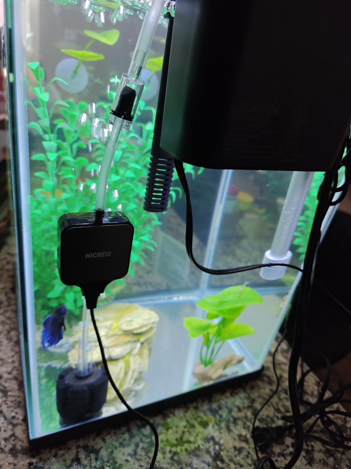 NICREW Nano Silent Aquarium Air Pump, Black, for up to 10 Gallon Fish Tank customer photo 1