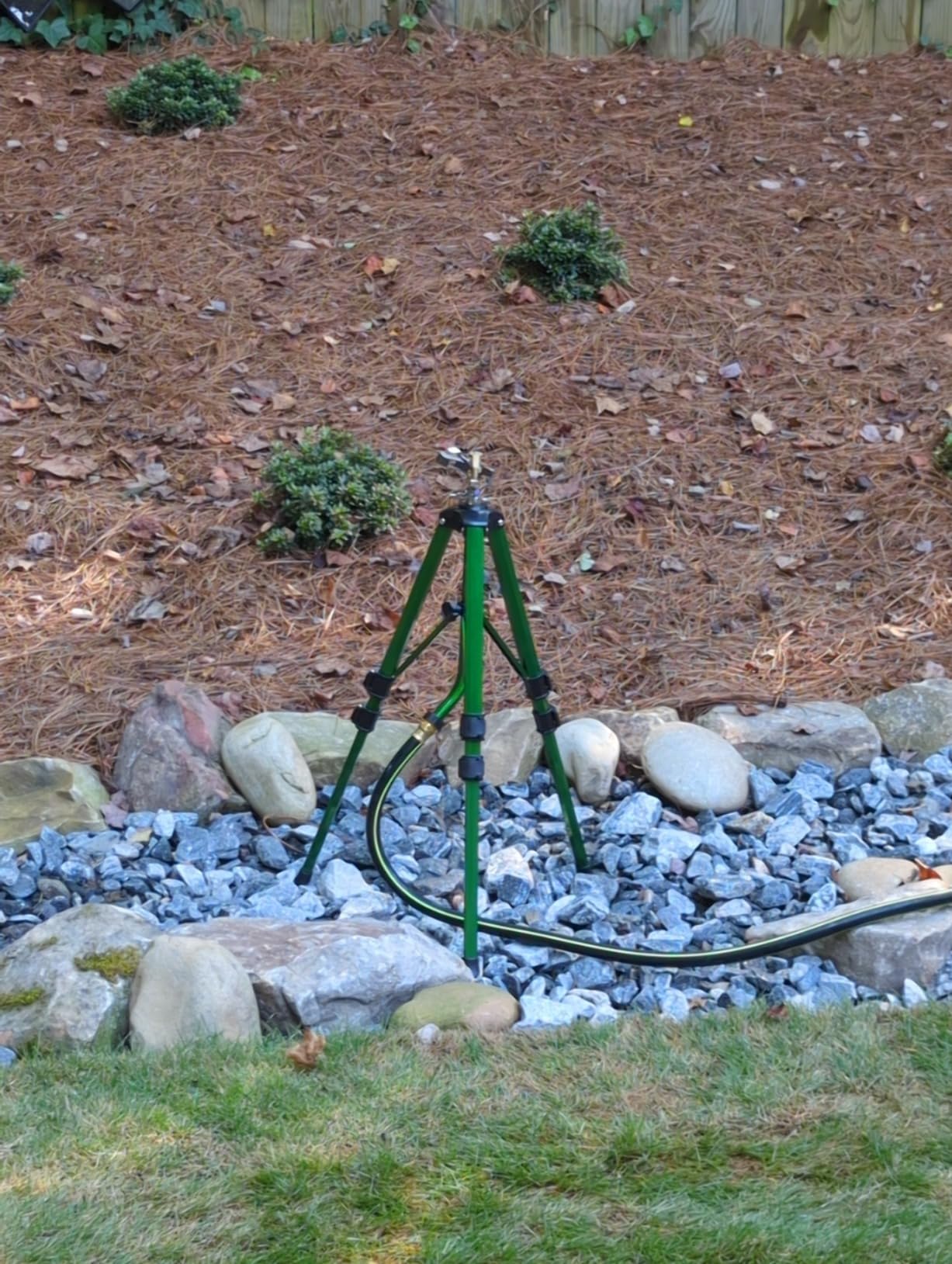 Hourleey Impact Sprinkler on Tripod Base, Heavy Duty Brass Sprinklers for Yard Lawn Garden, 0-360 Degree Large Area Coverage, 3/4 Inch Connector Extension Legs Flip Locks with Brass Sprinkler Head customer photo 2
