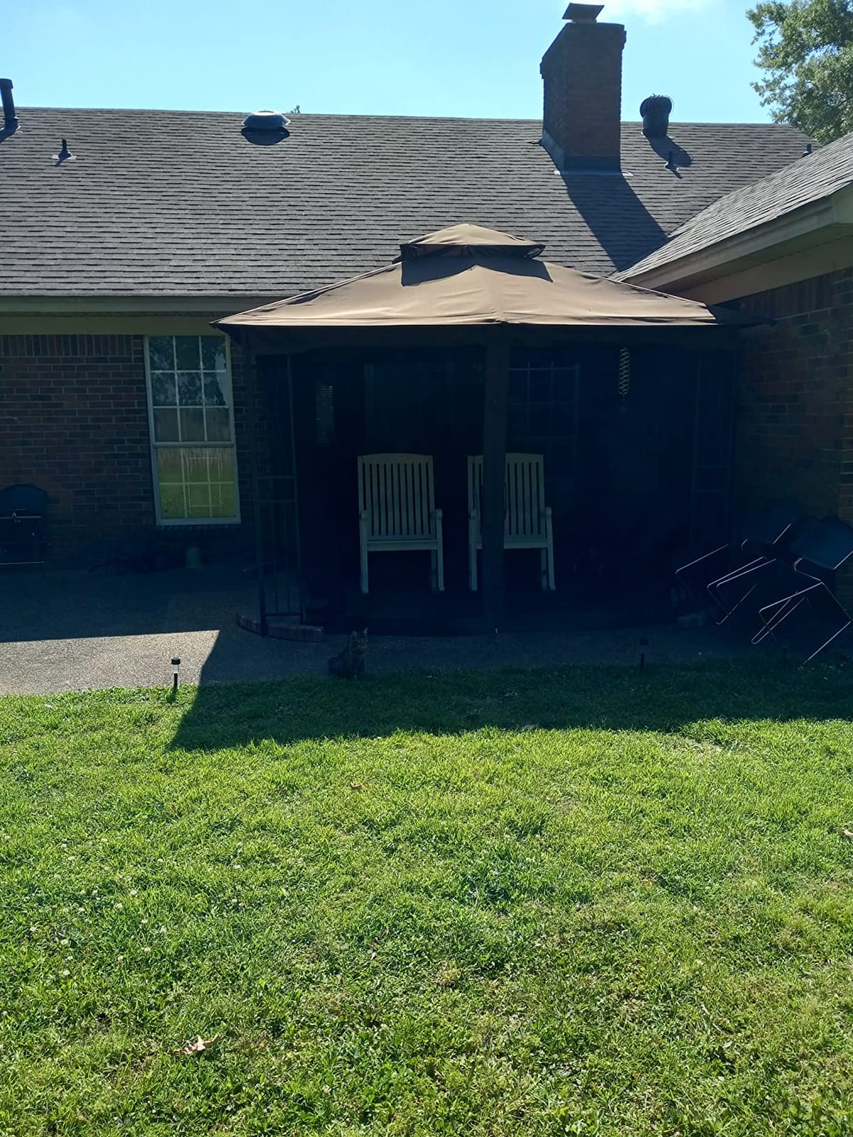 HAPPATIO 10' X 12' Outdoor Patio Gazebo, Canopy Gazebo for Garden,Yard,Patio with Ventilation Double Roof with Mosquito Netting,Gray customer photo 2