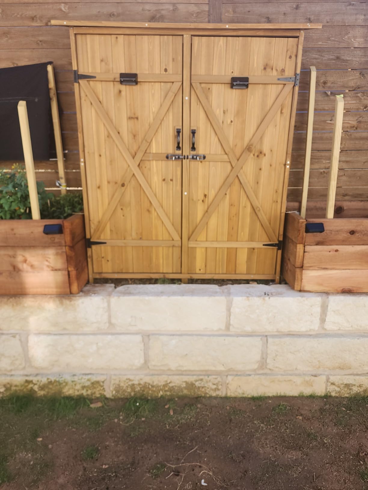 VINGLI Upgraded Outdoor Wooden Storage Shed, Extra Large Garden Shed Outside Tool Cabinet with 2 Safety Latches, Patio Storage Organizer for Garden Yard Lawn Equipment, Teak customer photo 2
