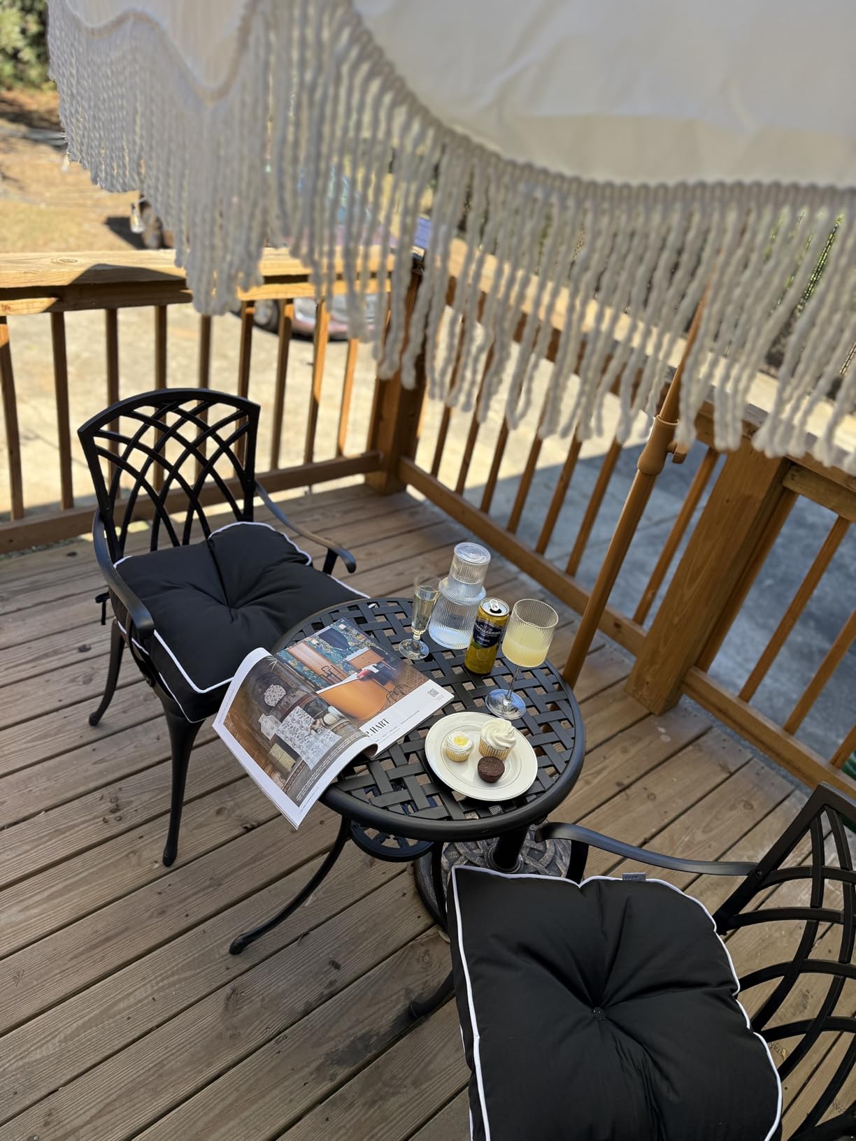 Patio Bistro Set 3 Piece Outdoor,Cast Aluminum Outdoor Bistro Table and Chair Set of 2 with 1.97