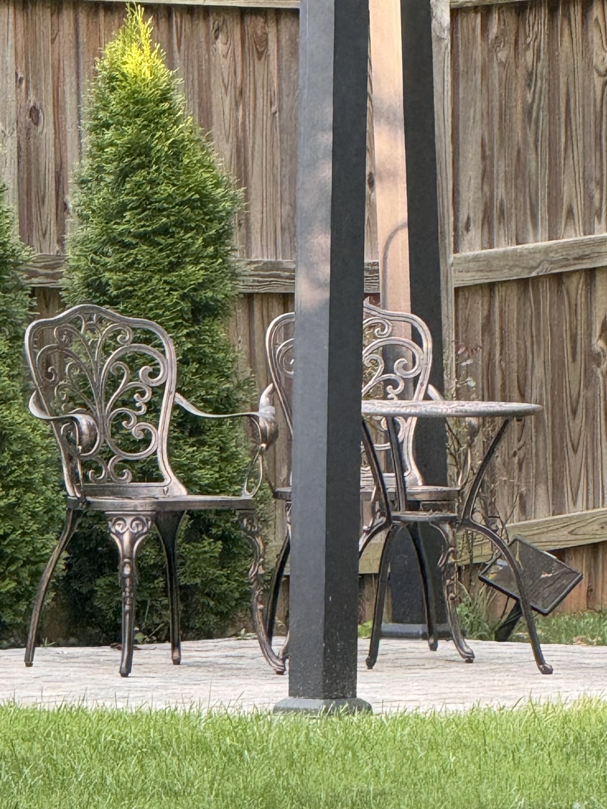Patio Bistro Set 3 Piece Outdoor,Cast Aluminum Outdoor Bistro Table and Chair Set of 2 with 1.97