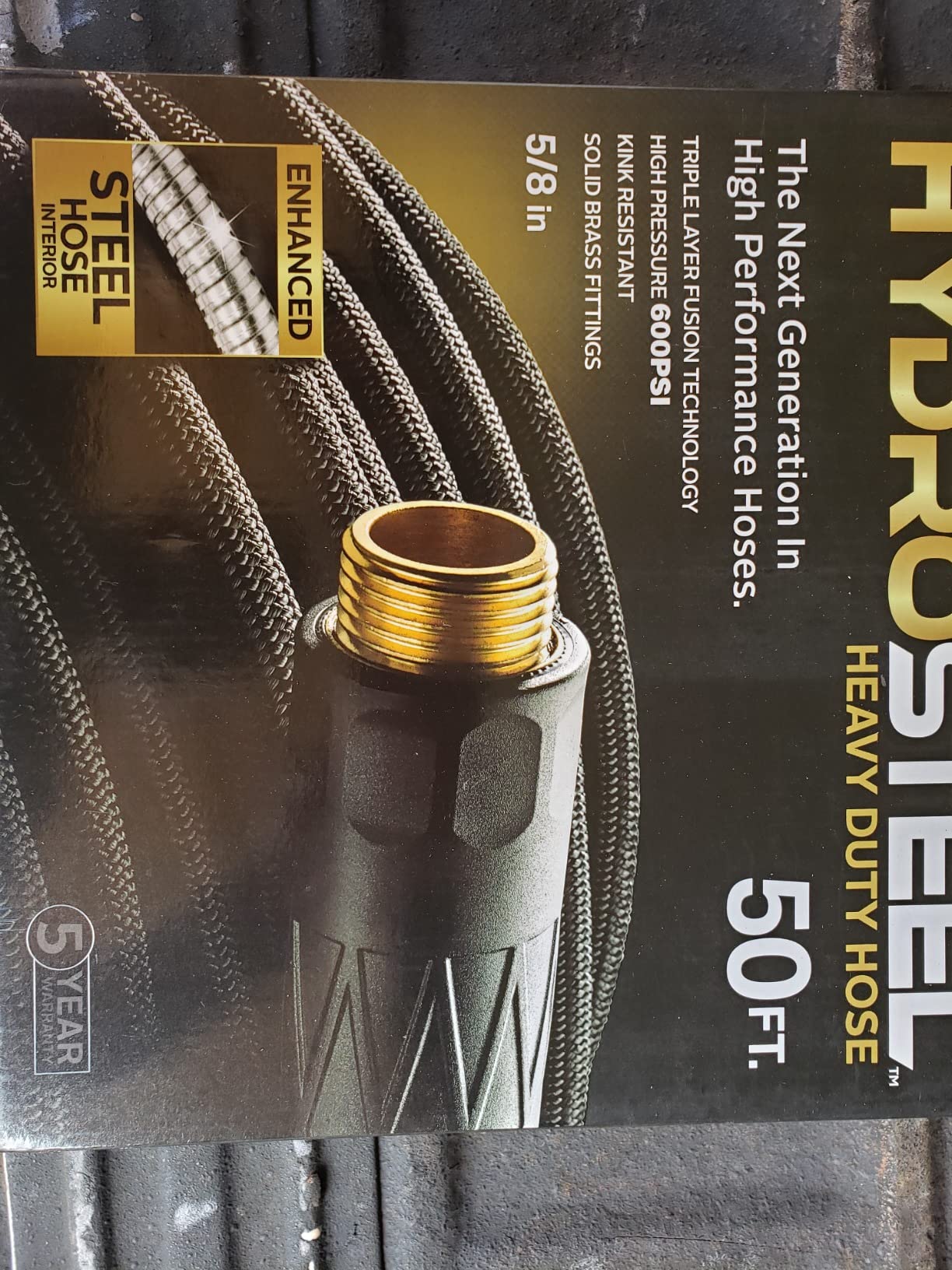 Hydrosteel 50 Ft Metal Garden Hose with Nozzle, Water Hose Made from Heavy Duty 304 Stainless Steel, Flexible, Lightweight, Crush Resistant Fittings, Non Kinking, 5/8” Diameter, 600 PSI customer photo 2