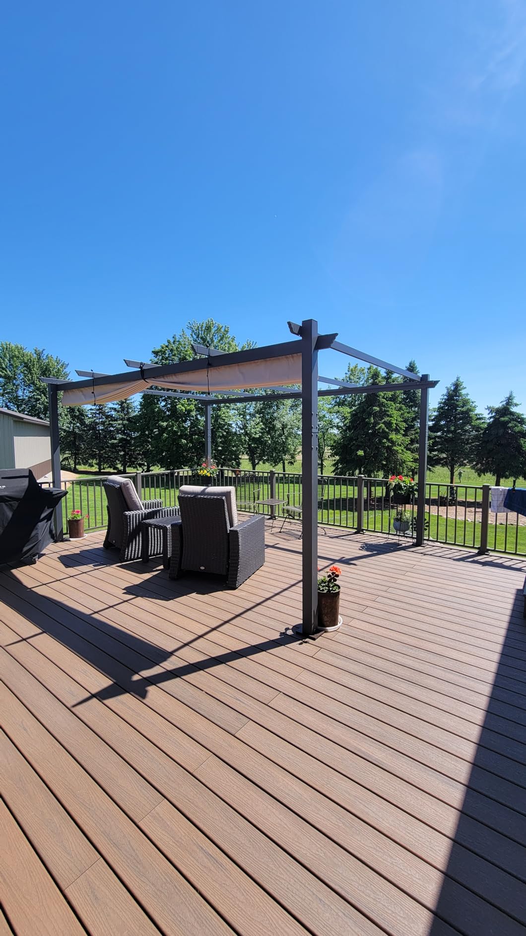 PURPLE LEAF Outdoor Pergola 12' X 16' Retractable Canopy Aluminum, Gray customer photo 1