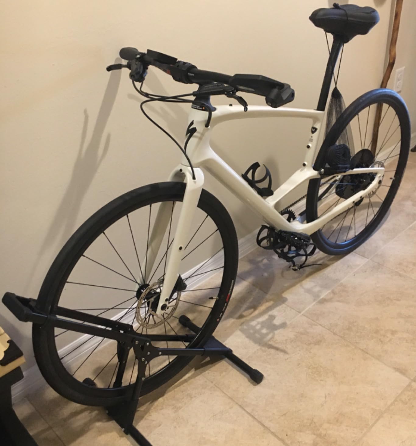 CHEPARK Bike Floor Stand Rack- Indoor Bike Stand for Garage/Home - Bike Storage Bicycle Parking Rack Fit 20”-29” Mountain Road Bikes (1 Bike Rack) customer photo 1