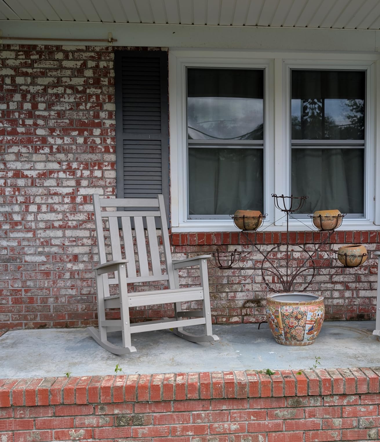 SERWALL Outdoor Rocking Chair Set of 2, HDPE Rocking Chair for Adult, Grey customer photo 1