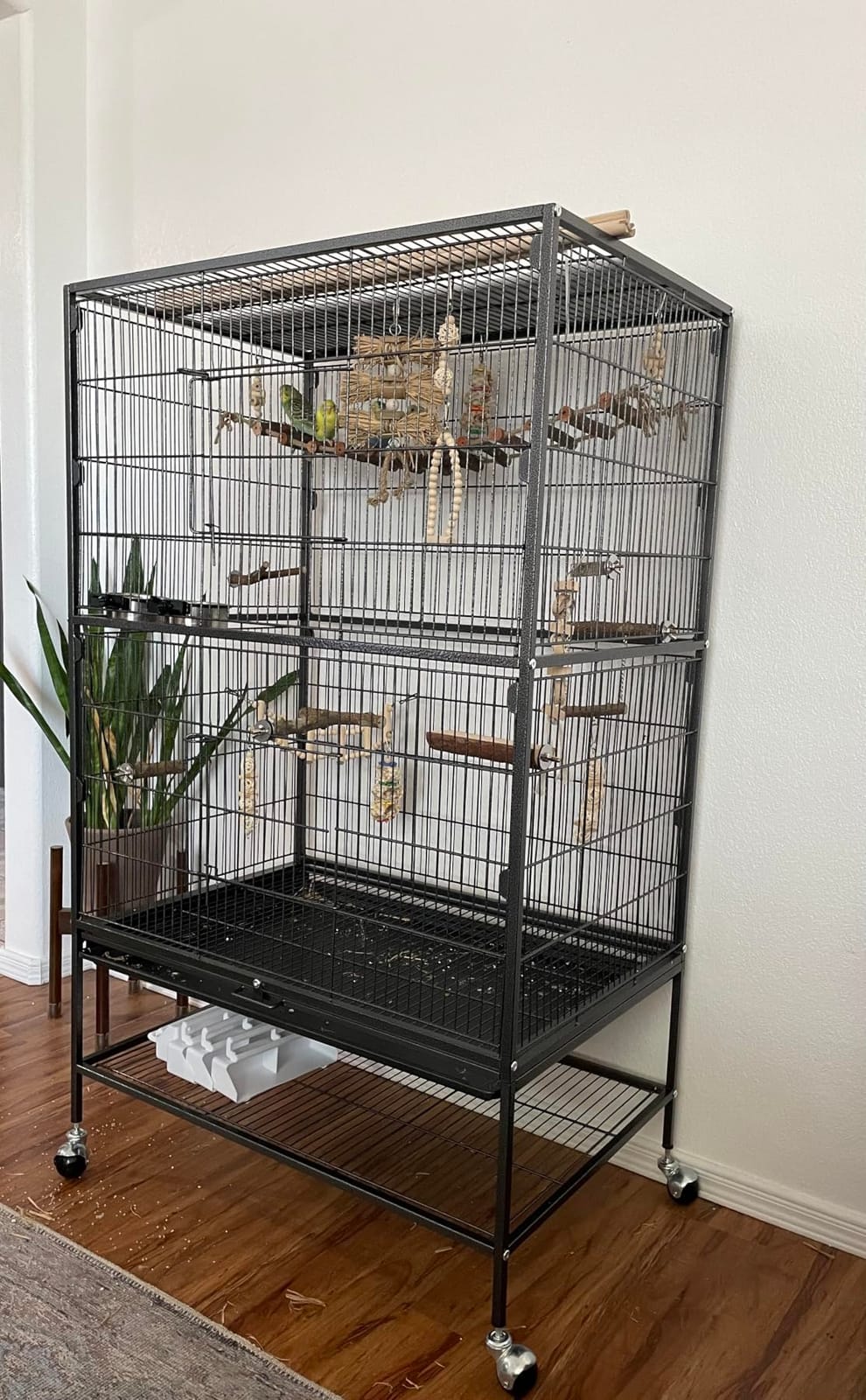 Topeakmart X-Large Parrot Cage Bird Cage with Rolling Stand for Medium Birds Cockatiels Quaker Green Cheek Sun Conure African Grey, 60.5inch customer photo 2