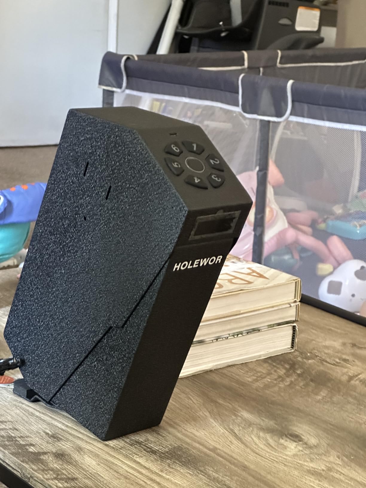 Drop Down Biometric Gun Safe for Handgun Mounted for Bedside Desk customer photo 1