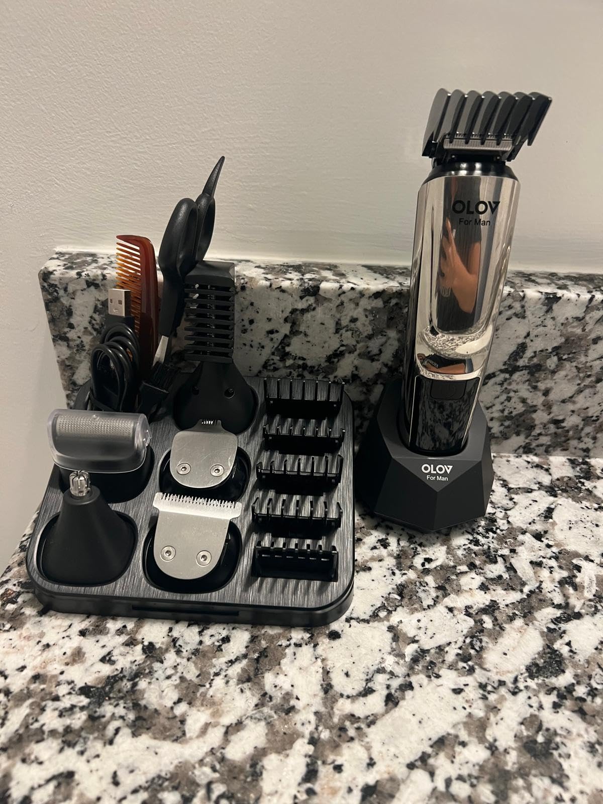 OLOV For Man Beard Trimmer, 21 Piece All-in-One Mens Grooming Kit and Hair Clipper, Nose, Ear,Body and Face, Electric Razor with USB Recharge Dock customer photo 2