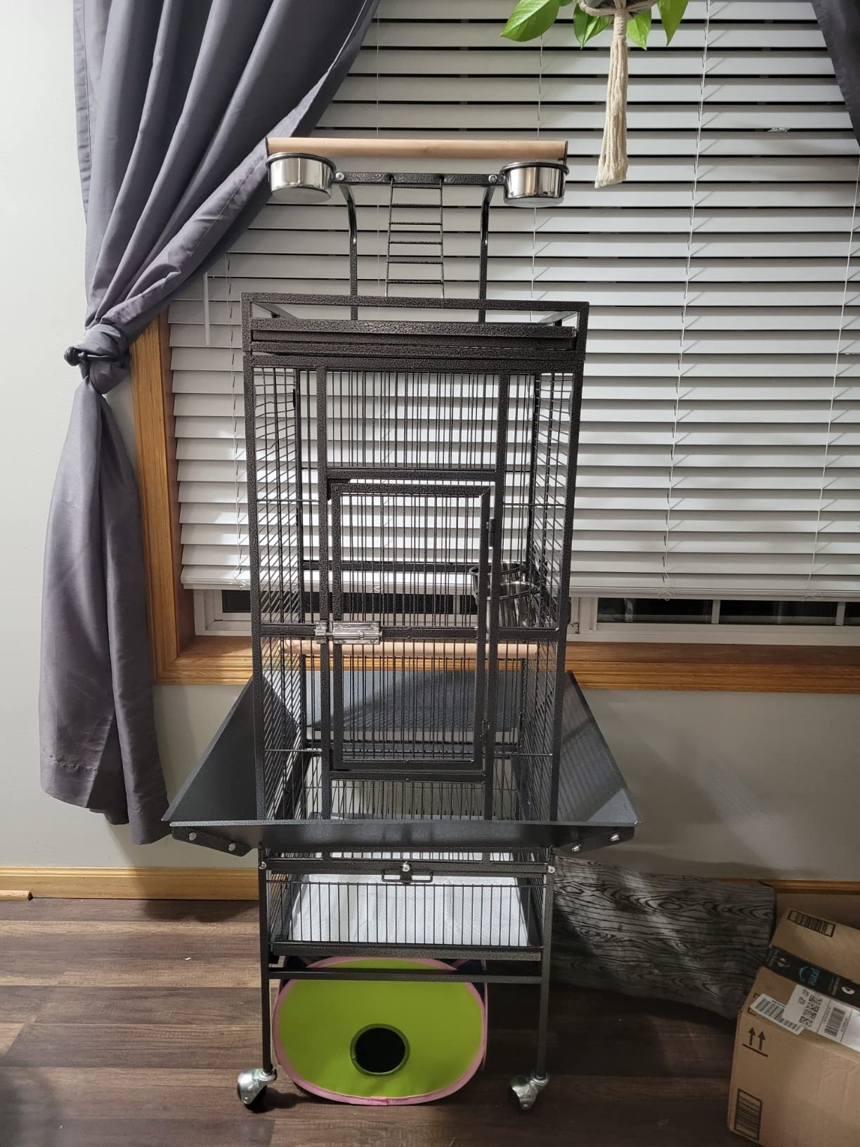 ZENY 61-inch Large Parrot Cockatiel Bird Cages with Wrought Iron Play Top, Aviary with Rolling Stand for Sun Parakeet Quaker Conure Lovebird Budgie Finch African Grey White Birdcage (White) customer photo 2