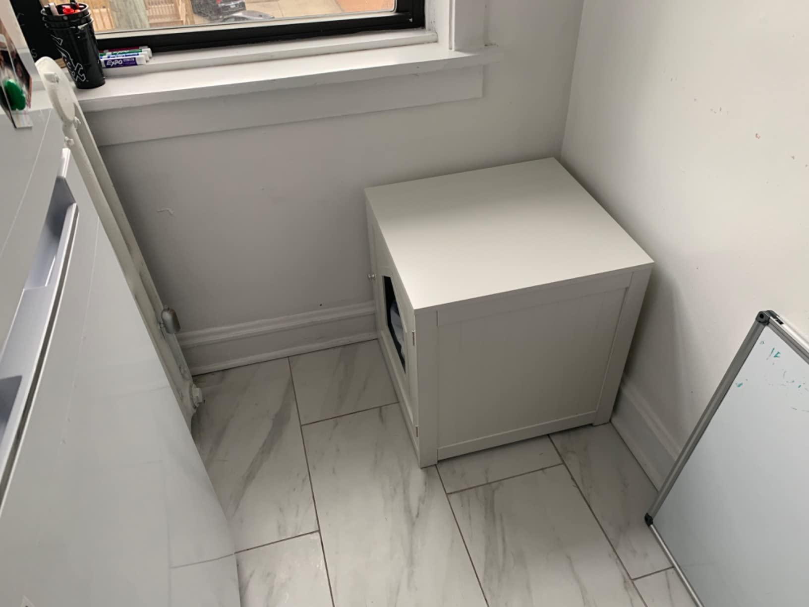 Cat Litter Box Enclosure Hidden Kitty Litter Box Furniture Indoor Cat Box Cabinet House Side Table Nightstand Washroom (Black) customer photo 1