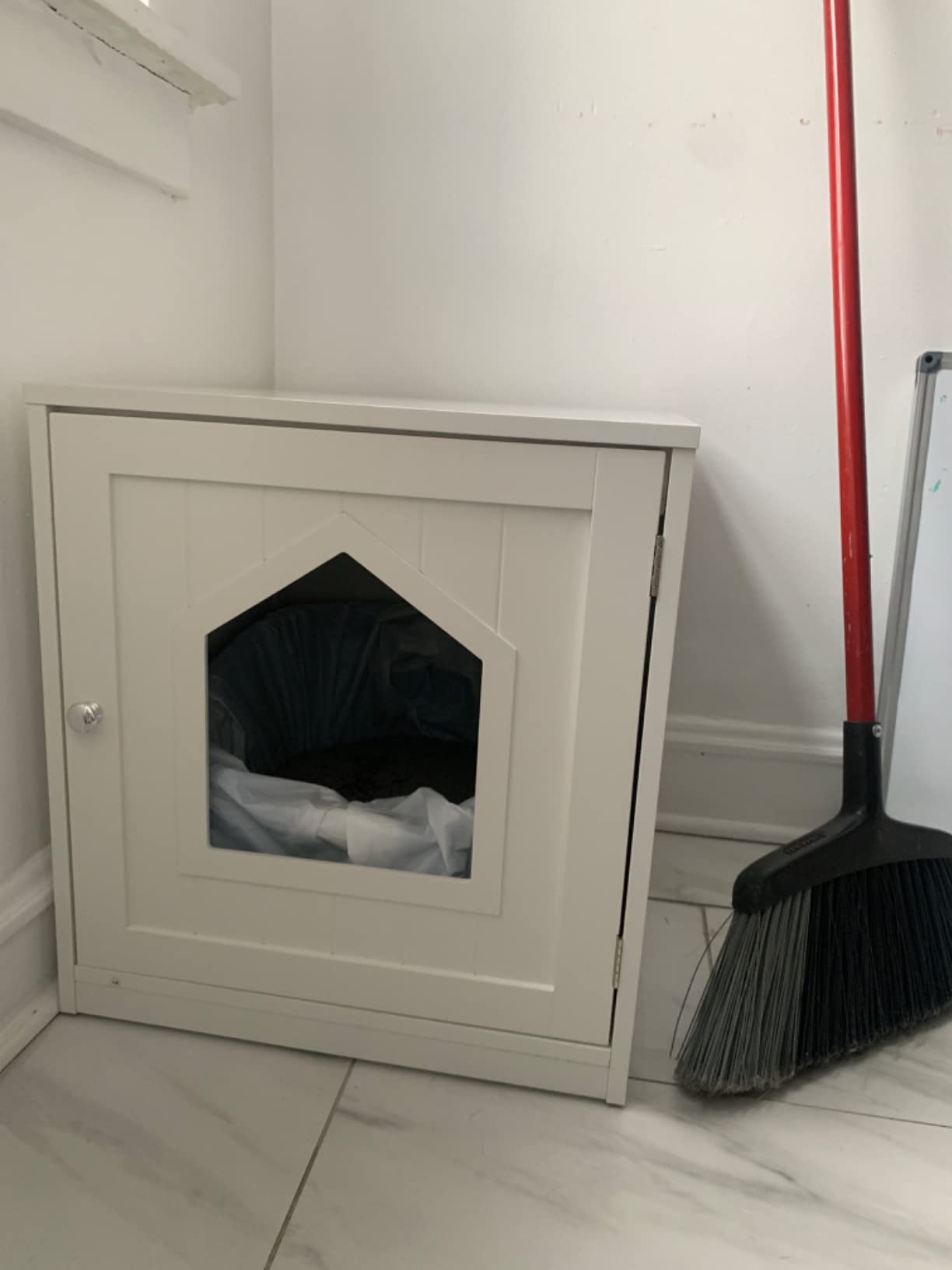 Cat Litter Box Enclosure Hidden Kitty Litter Box Furniture Indoor Cat Box Cabinet House Side Table Nightstand Washroom (Black) customer photo 2
