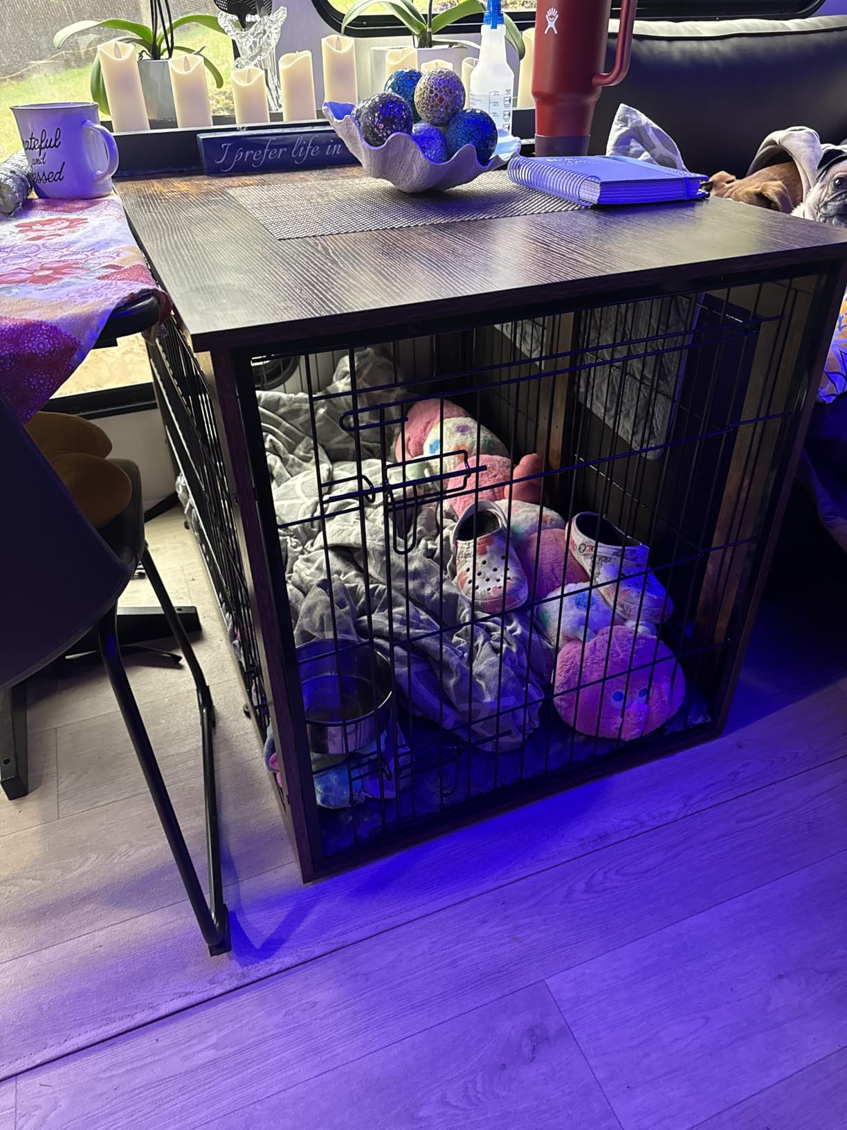 Medium Dog Crate Furniture, 32'' Heavy Duty Kennel w/Cushion & Wheels customer photo 1