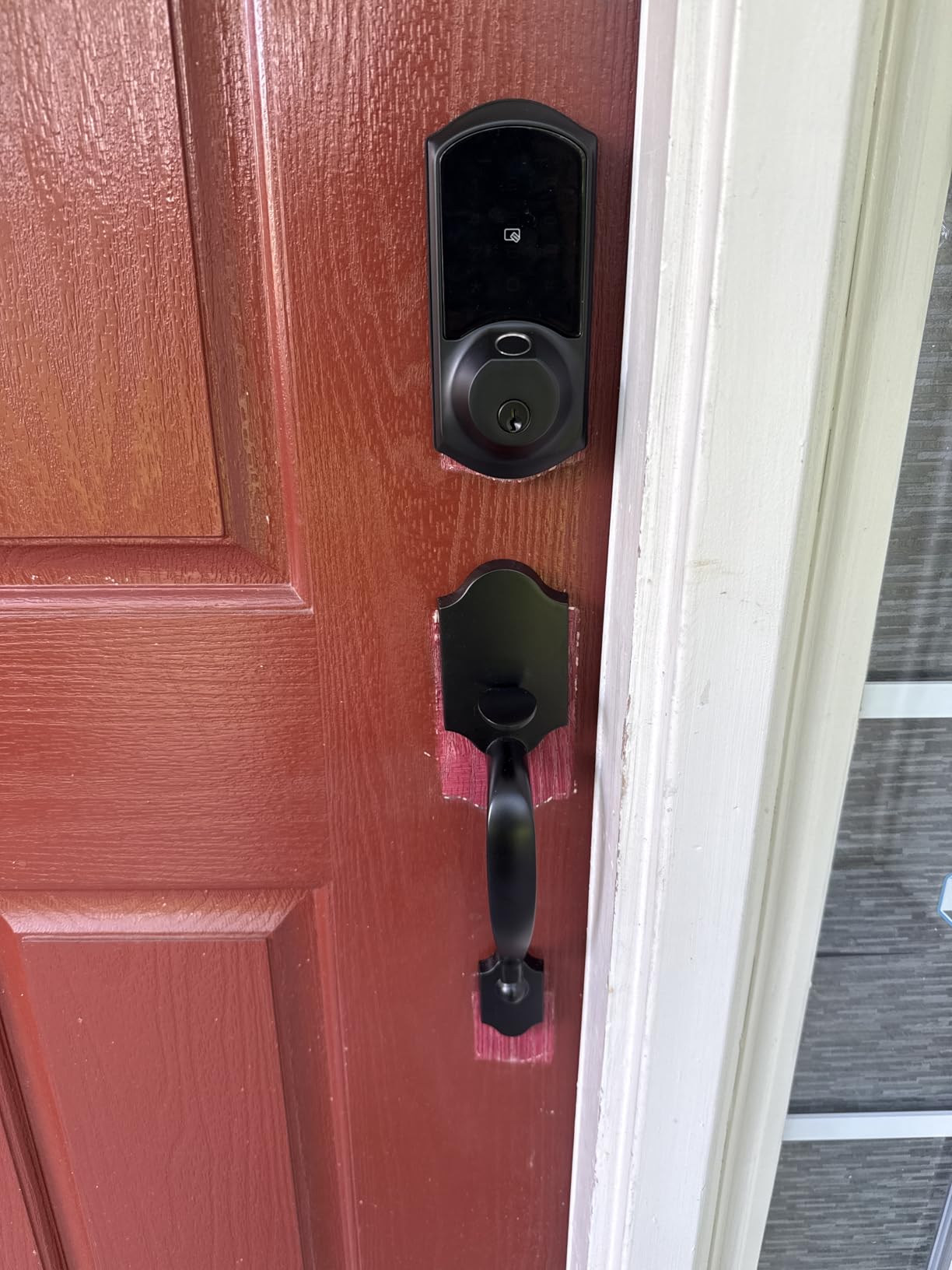 Veise VE07-H Fingerprint Smart Lock for Front Door Handle Set, Matte Black customer photo 2