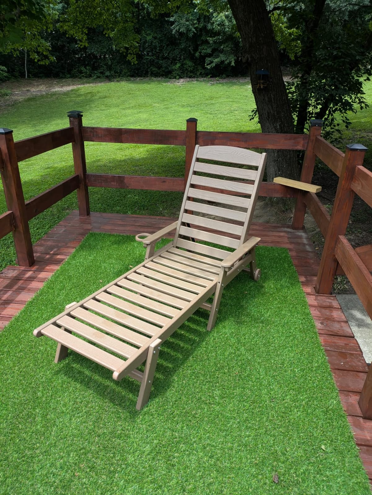 SERWALL HDPE Outdoor Lounge Chair Set of 2 with Cup Holder, Blue customer photo 2