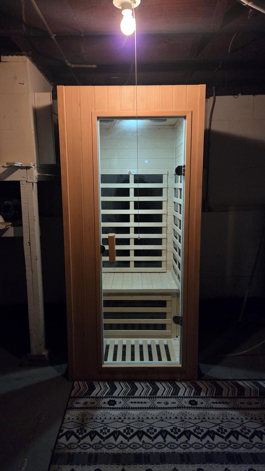 Kanlanth 2 Person Low EMF Far Infrared Sauna, 5 Heating Panels, 1500W/120V, Canadian Hemlock Indoor Sauna with Bluetooth Speakers, Reading Lights, Roof Vent, Tempered Glass customer photo 1