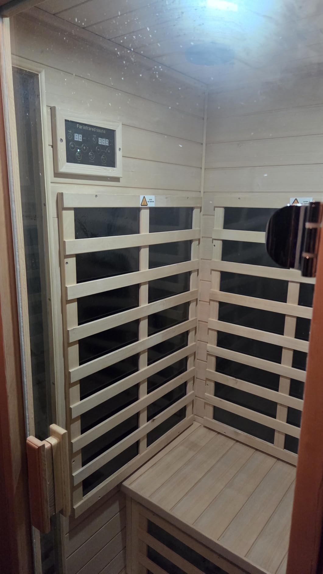 Kanlanth 2 Person Low EMF Far Infrared Sauna, 5 Heating Panels, 1500W/120V, Canadian Hemlock Indoor Sauna with Bluetooth Speakers, Reading Lights, Roof Vent, Tempered Glass customer photo 2