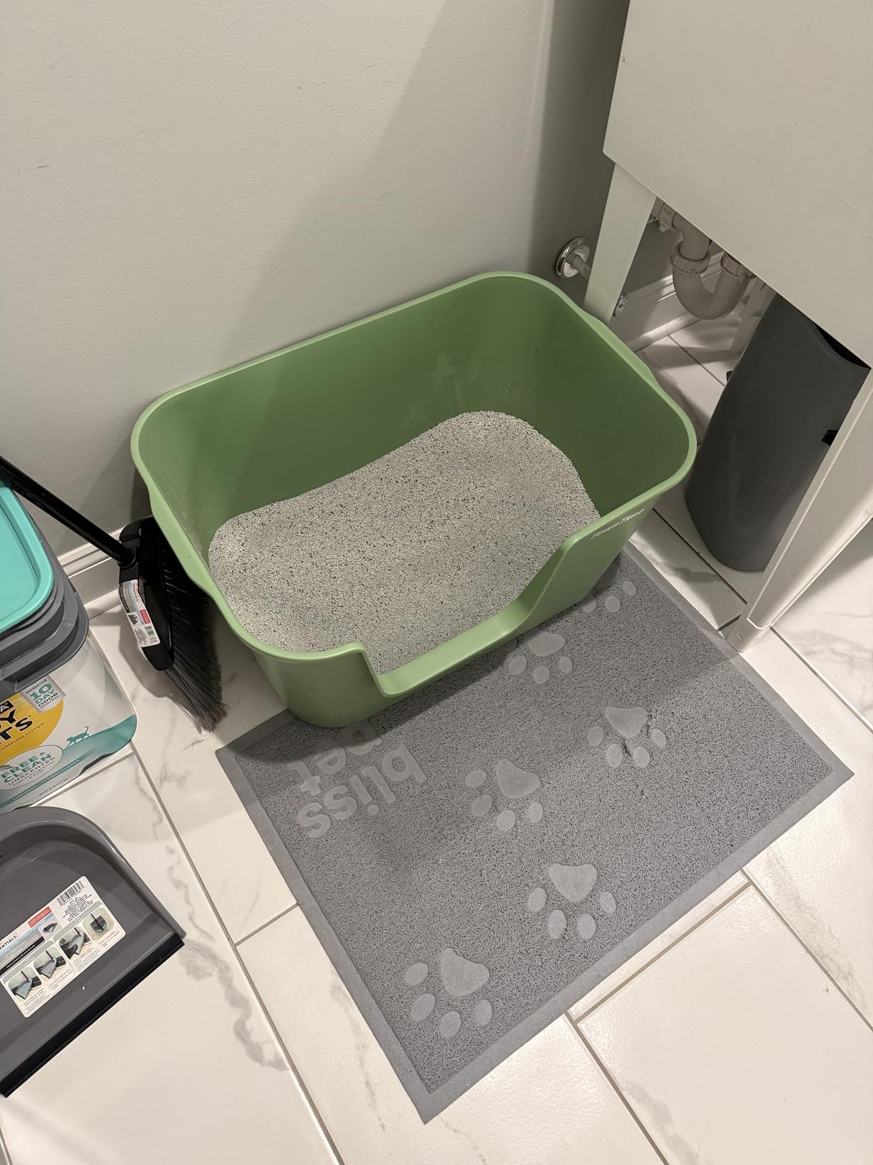 Extra Large Kitty Litter Box with High Sides, Anti-Splashing, Tool-Free Assembly, Multi Cat, Jumbo (Grey) 24.60