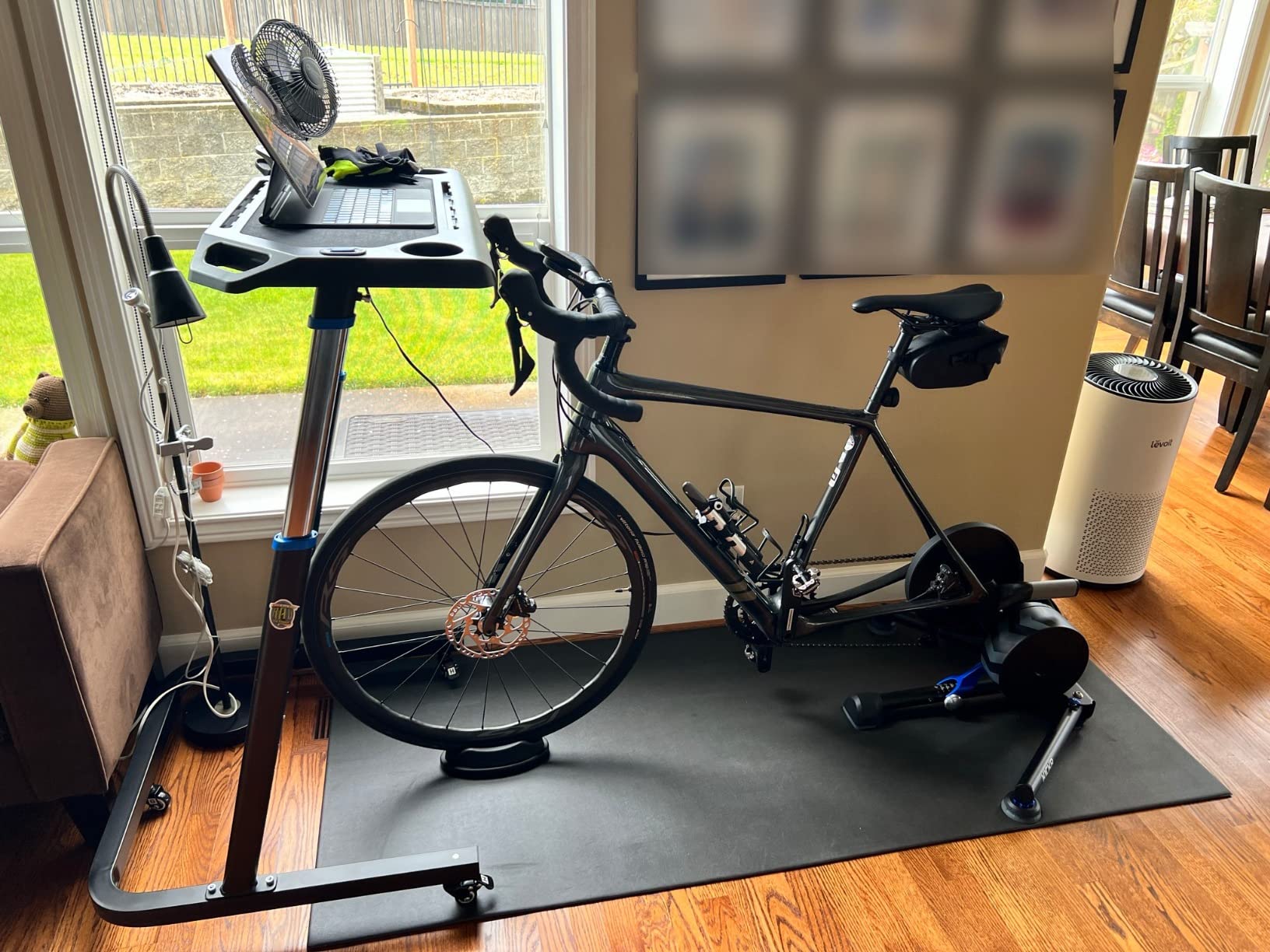 Bike Desk - Rolling Laptop Cart for Stationary Bike or Trainer - Adjustable Standing Desk to Exercise While Working or Watching TV by RAD Cycle customer photo 1