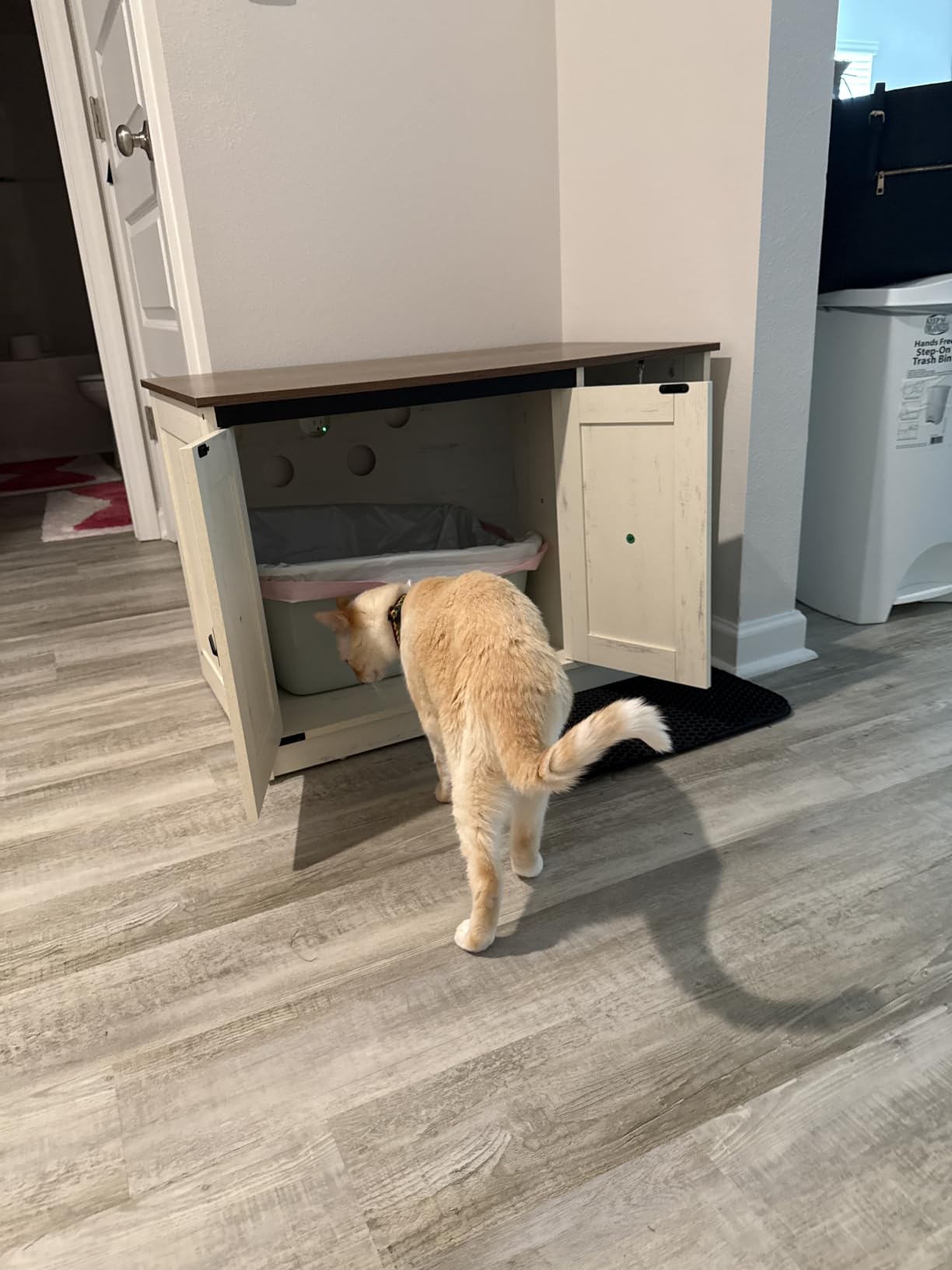 Hzuaneri Cat Litter Box Enclosure, Hidden Litter Box Cabinet Furniture customer photo 1