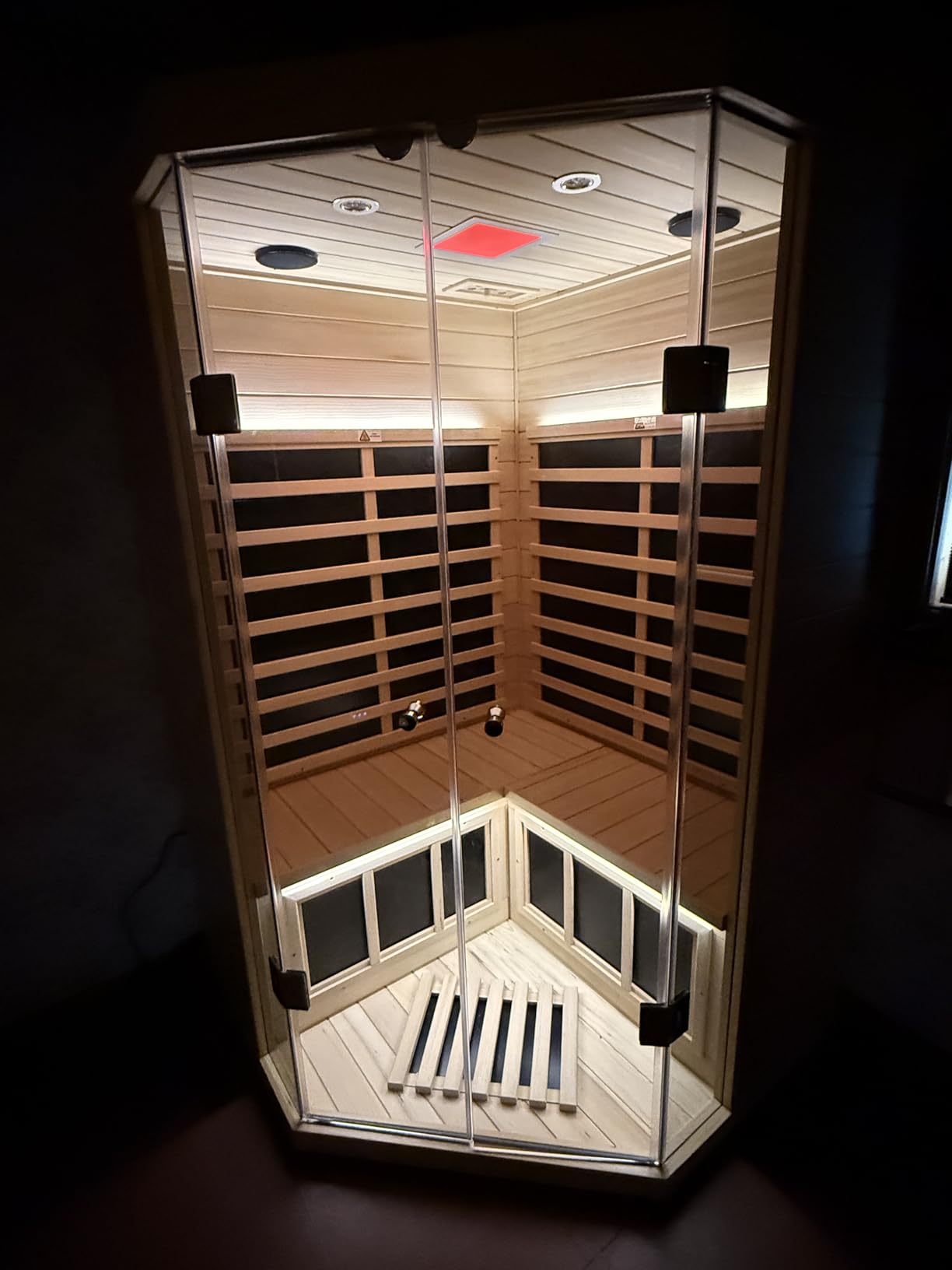 Smart Infrared Sauna 2 Person, 1780w Indoor Sauna Room with APP & LCD Panel Control, 0-5mg Low Emf Far Infrared Sauna for Home, Chromatherapy Light, Bluetooth Speaker, Insulation Cover, Reading Light customer photo 1