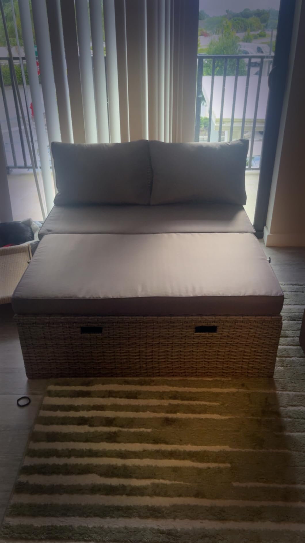 Flamaker Outdoor Rattan Daybed with 2 Side Tables, Wicker Patio Sofa customer photo 1