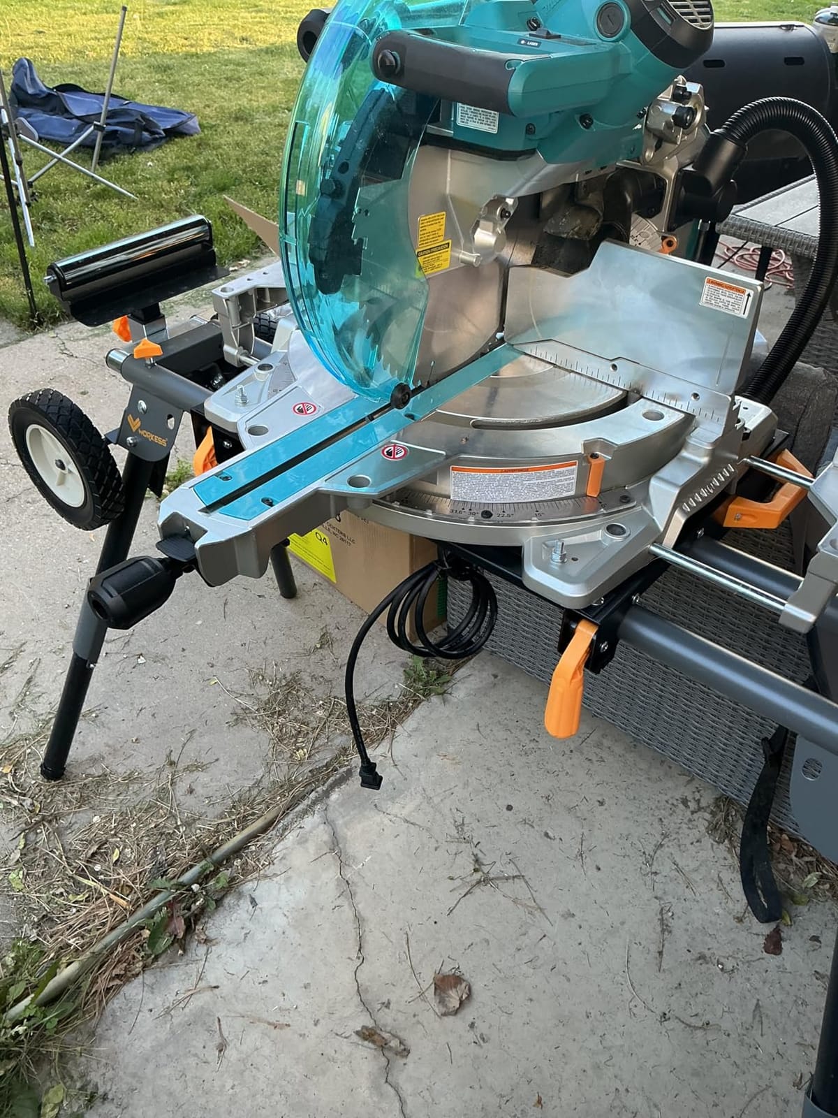 WORKESS Portable Miter Saw Stand with 6.75 in Wheels 330 lbs Load Capacity Heavy Duty Universal Mitre Saw Stand Tool Storage Trays WK-MS080 customer photo 2