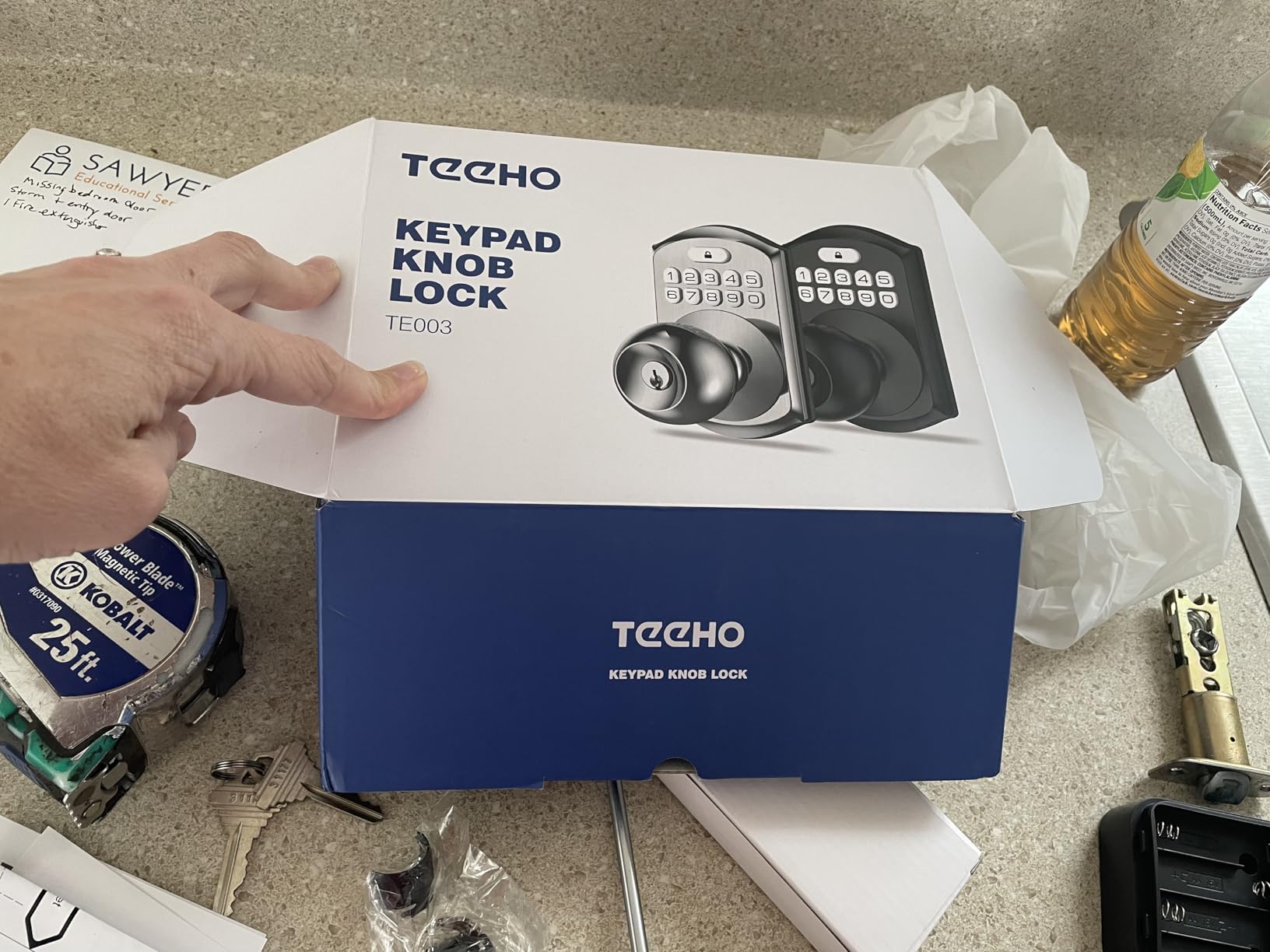 TEEHO TE003 Keypad Door Knob Lock, Keyless Entry Door Handle, Matte Black customer photo 2