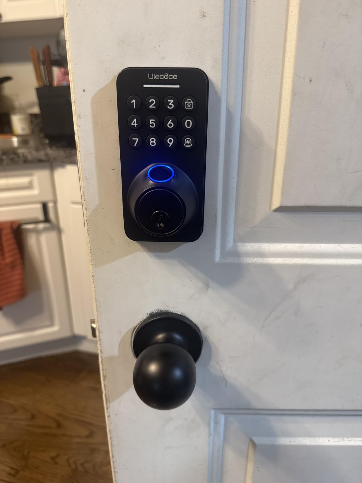 Ulecoce Fingerprint Keypad Deadbolt with Knob Set, Keyless Entry Door Lock with App Control, Door Locks for Front Door, Auto Lock&One-Touch Lock, 100+ User Codes&5 Keys, Easy Installation, Matte Black customer photo 1