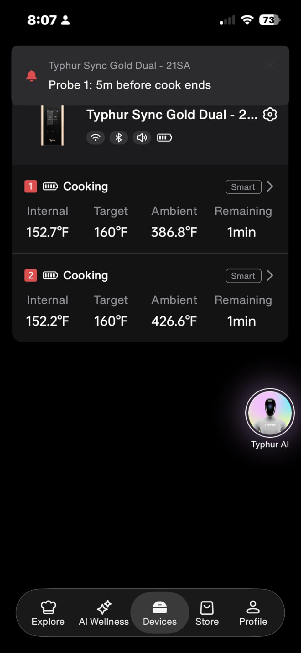 Typhur Sync Gold Wireless WiFi Meat Thermometer, 2 Slim Probes, Smart Base customer photo 2